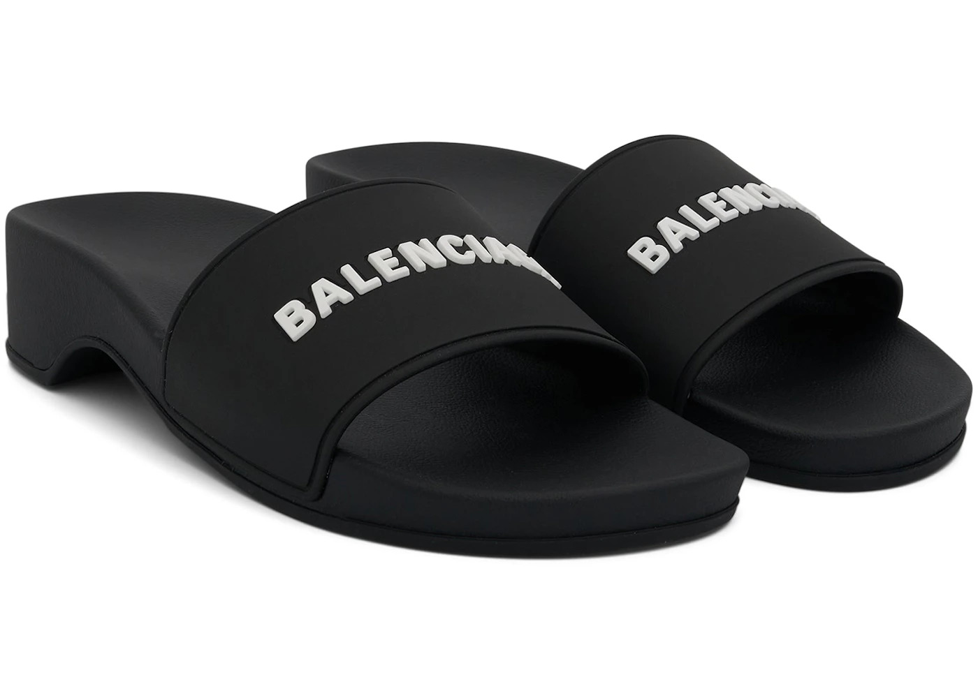 Balenciaga Logo Pool Clog Slide Black White (Women's) - 2