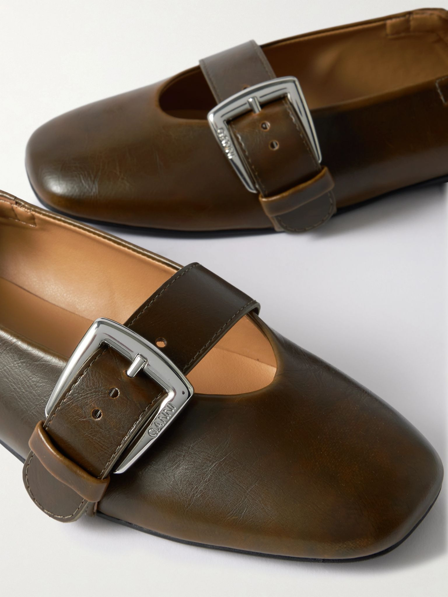 Buckled Oleatex® ballet flats Dark green - 4