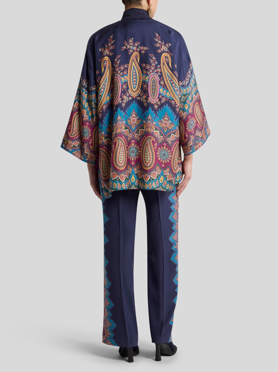 SILK TWILL KESA WITH PLACED PRINT - 4