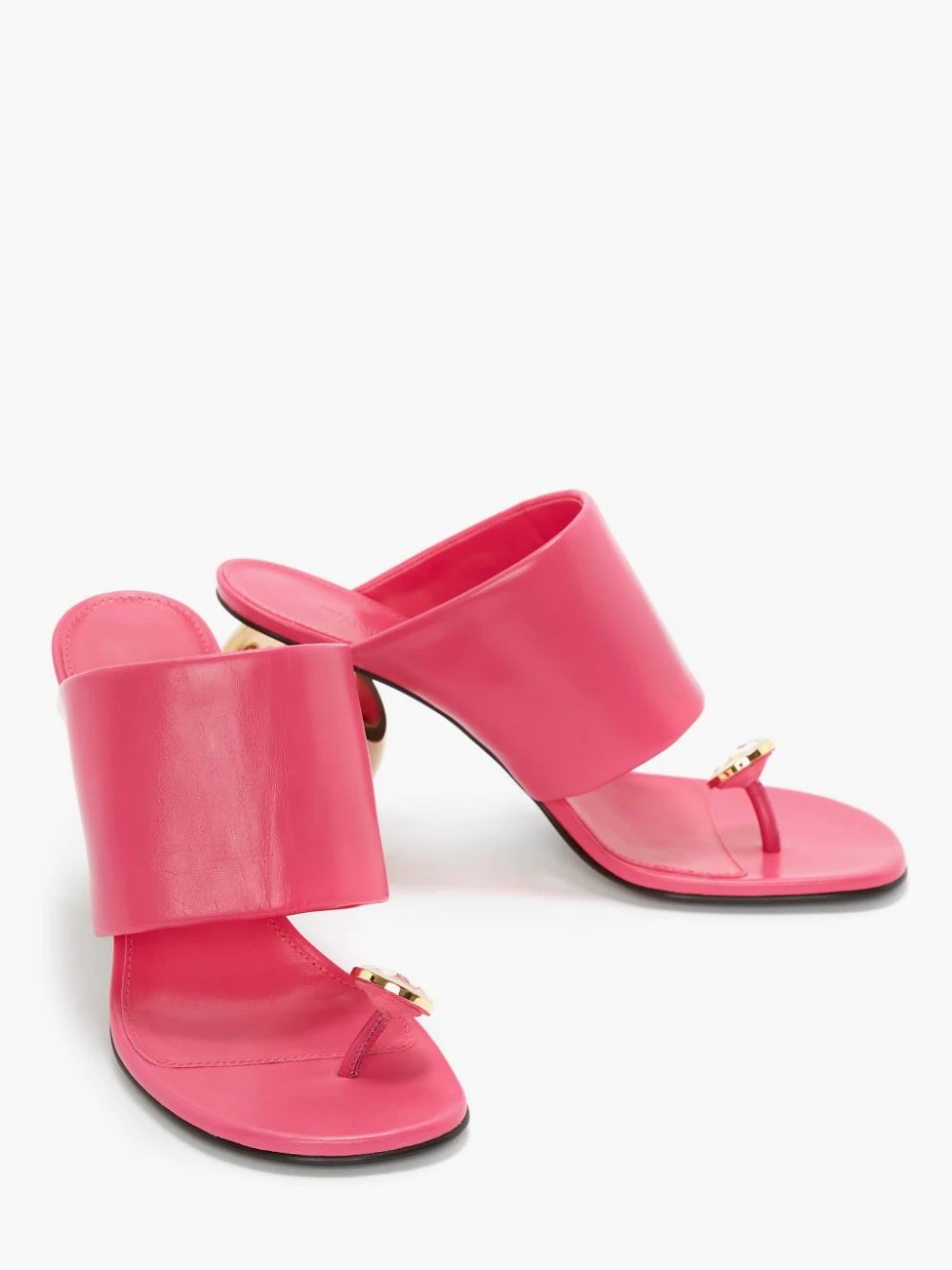 LEATHER DIAMOND CHAIN HEEL SANDAL - 2