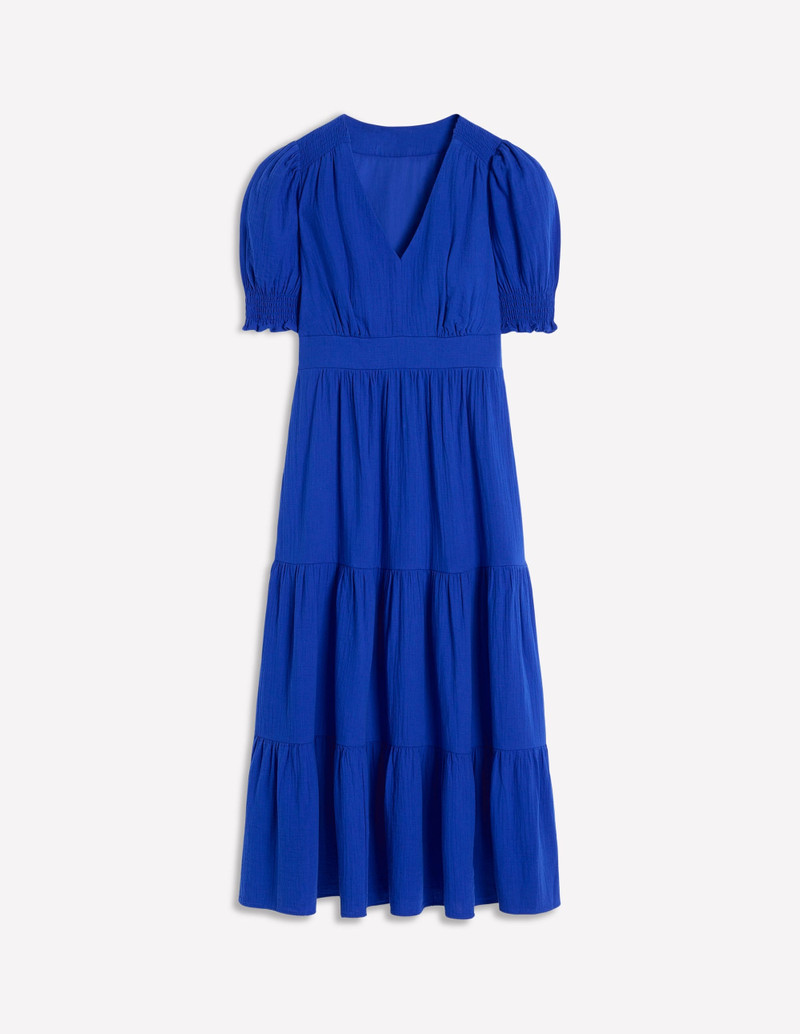 Anna Double Cloth Midi Dress-Bright Blue 1