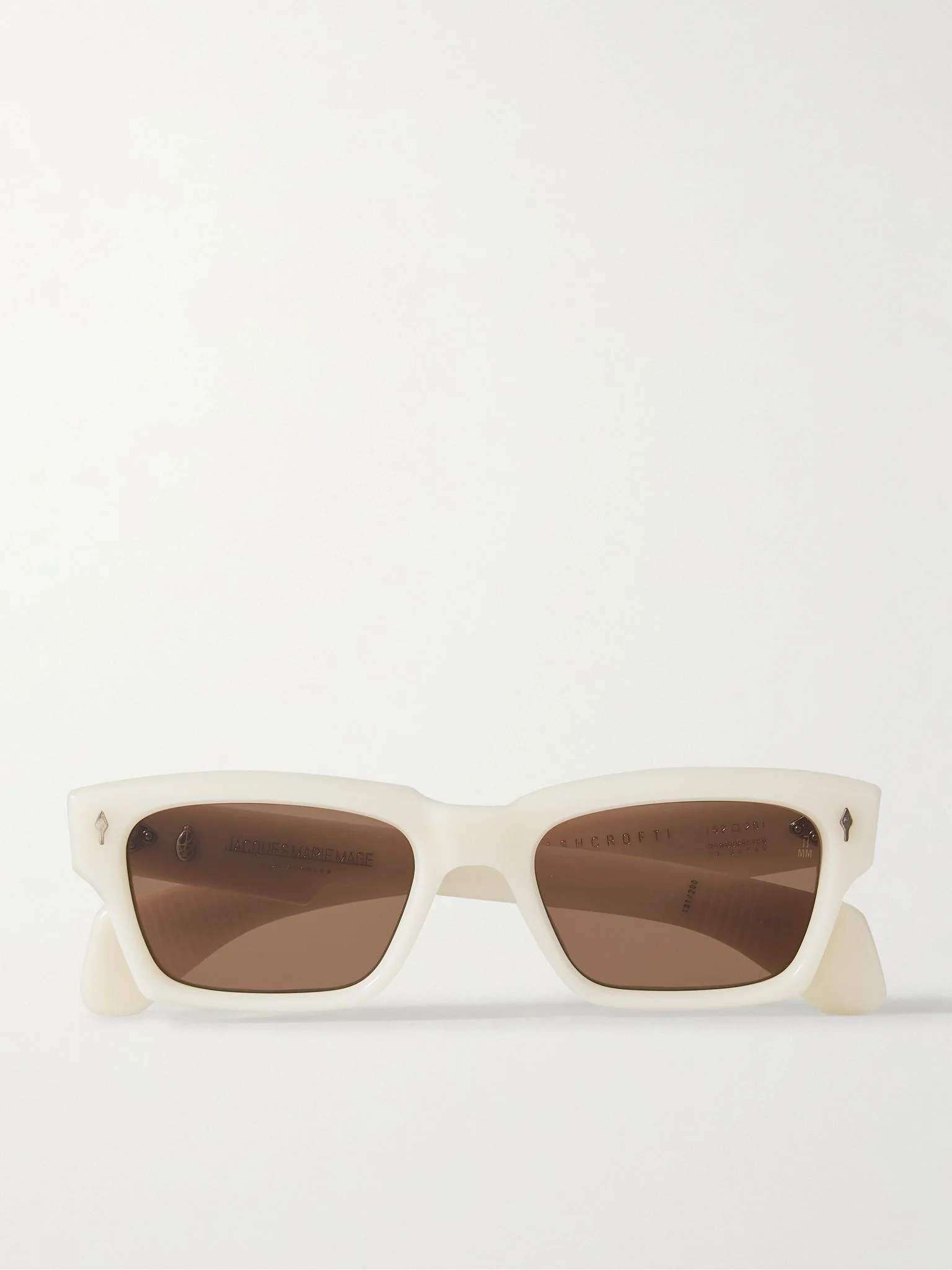 Ashcroft Rectangular-Frame Acetate Sunglasses White - 1