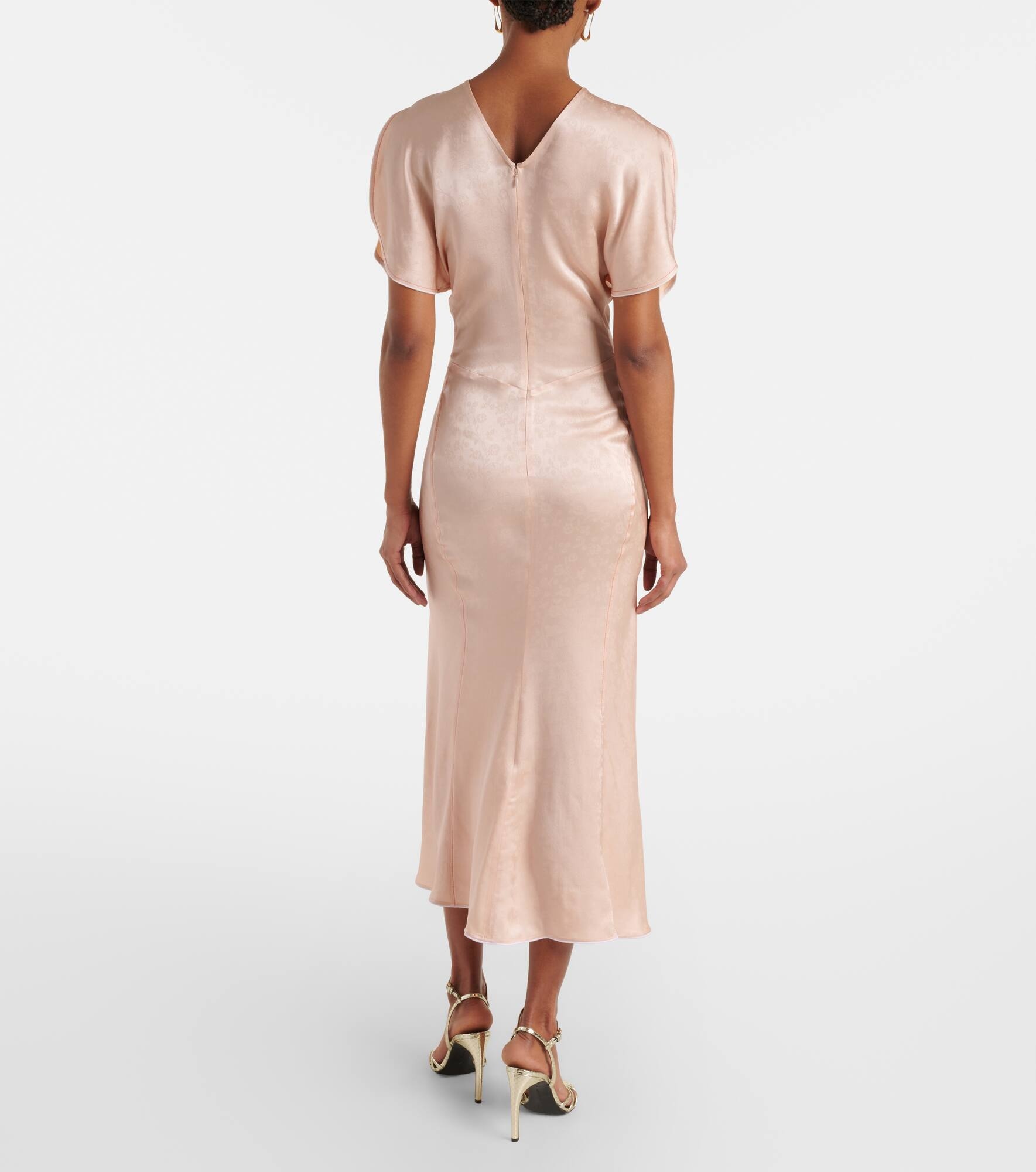 Ruched satin jacquard midi dress - 3