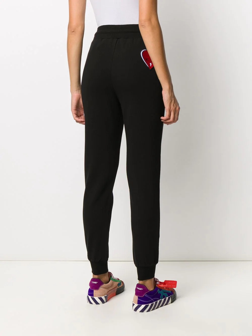 embroidered patch track pants - 4