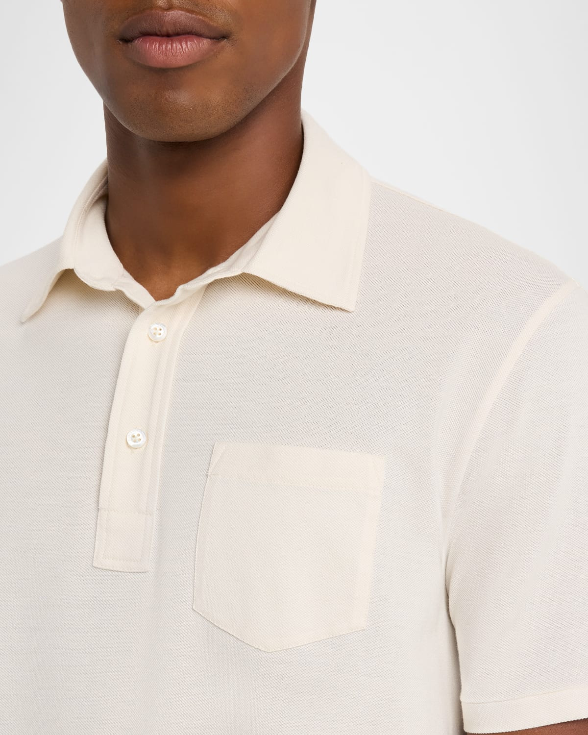 Men's Cotton and Cashmere Pique Pocket Polo Shirt - 5