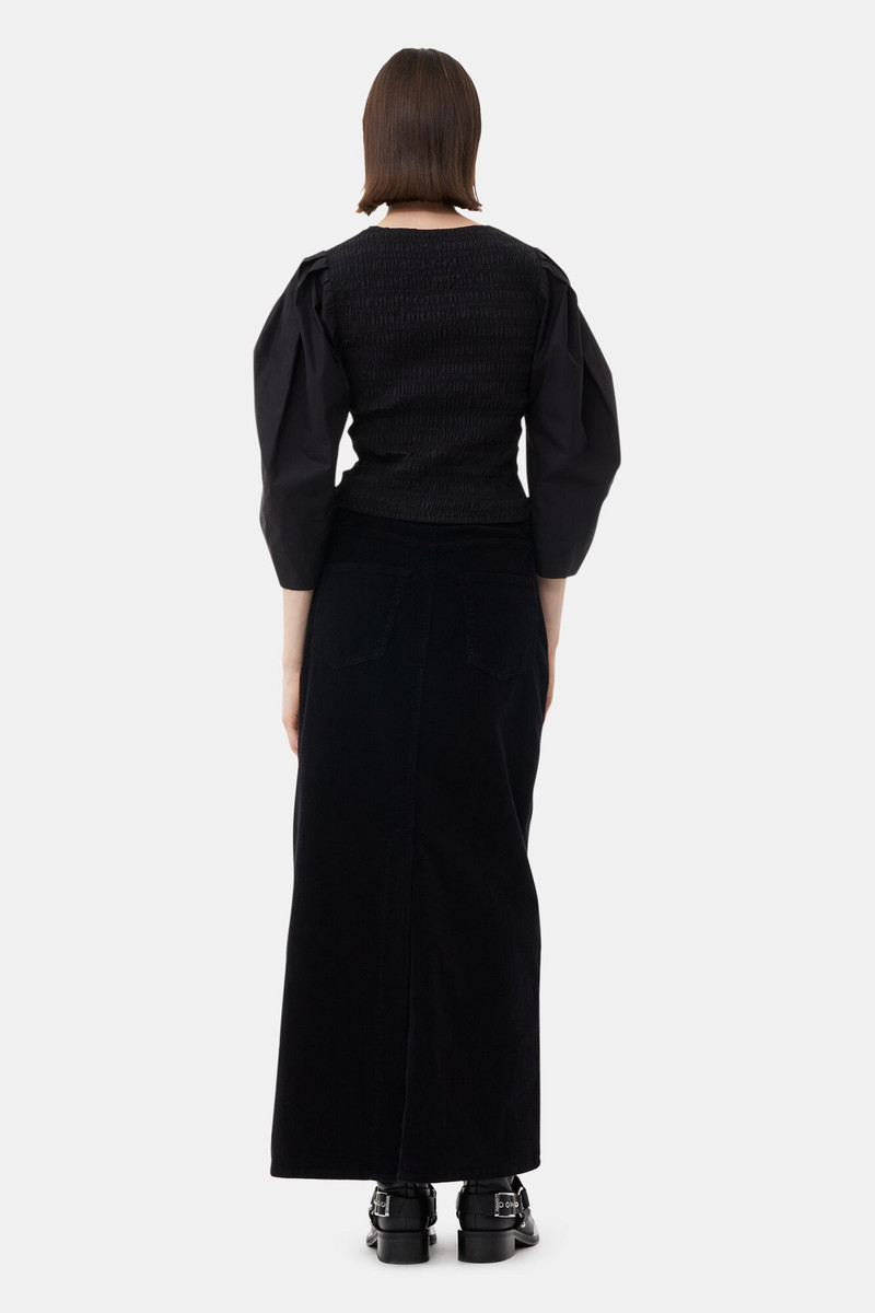 BLACK COTTON POPLIN SMOCK BLOUSE 4