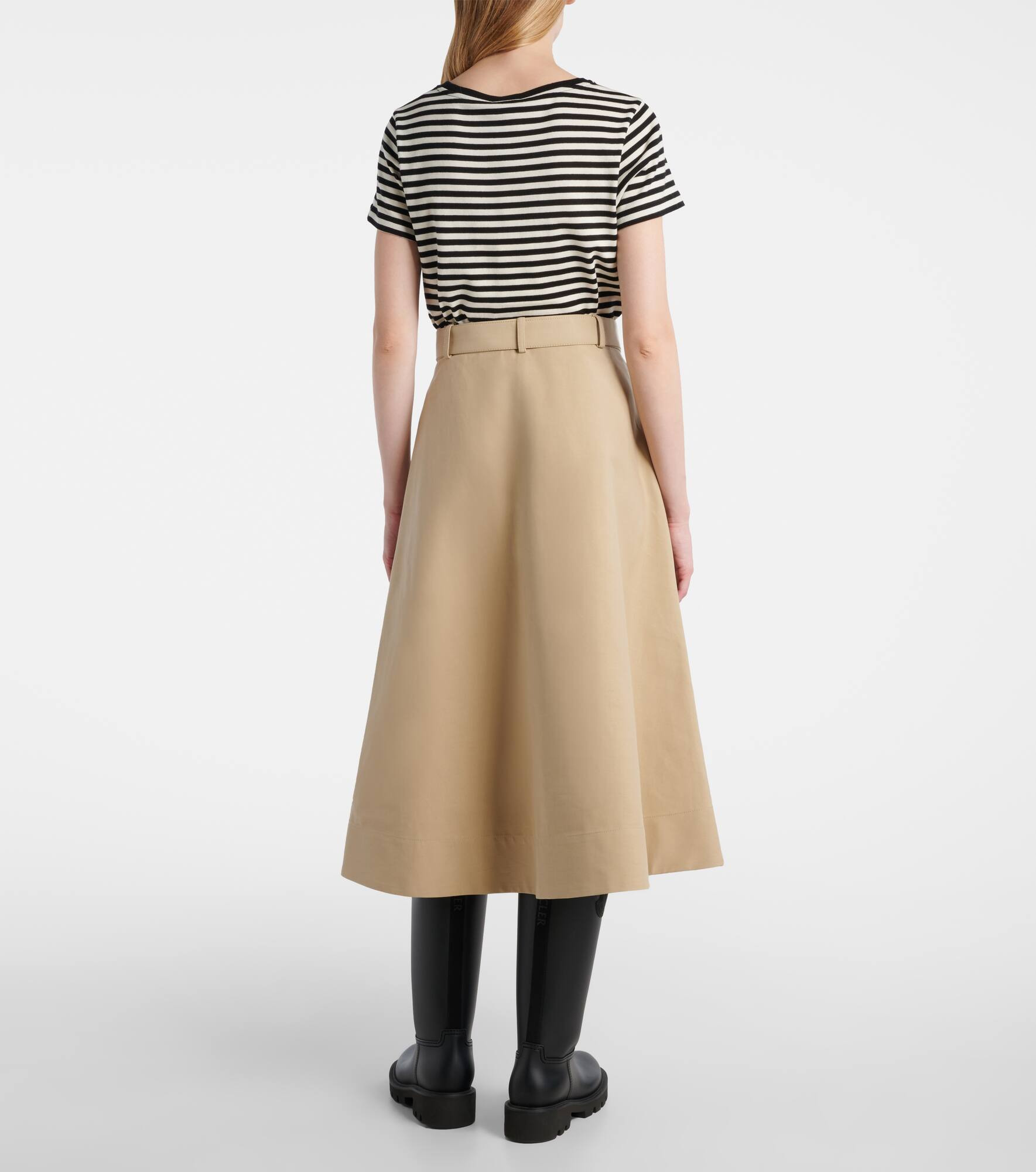 Belted cotton midi skirt - 3