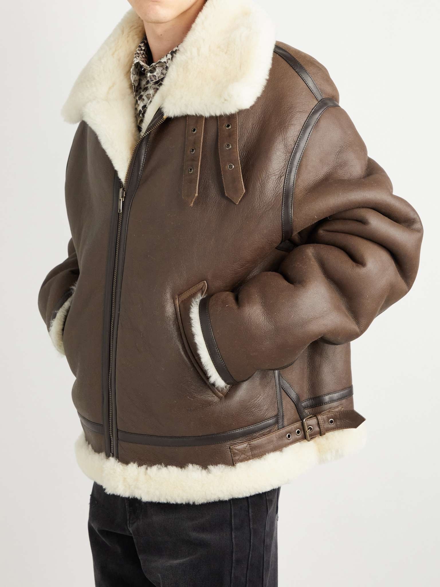 Reversible Shearling and Leather Aviator Jacket - 4