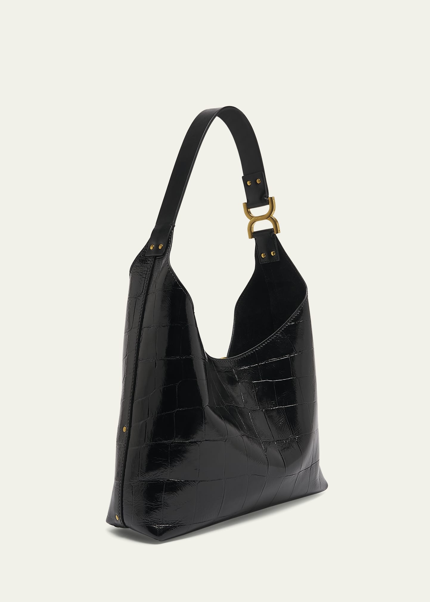 Marcie Small Hobo Bag in Croc-Embossed Leather - 3