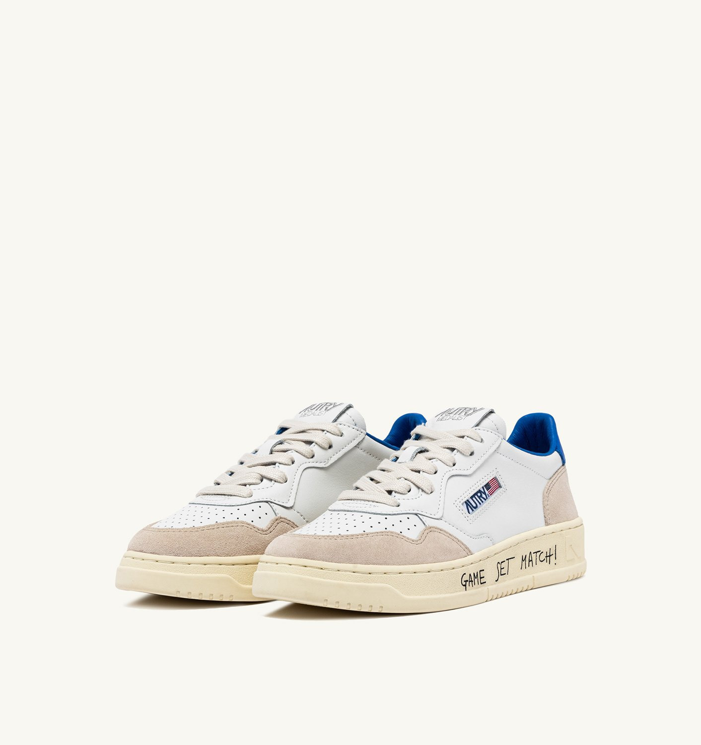 MEDALIST LOW SNEAKERS IN WHITE AND PALACE BLUE LEATHER AND SUEDE WITH LETTERING - 2