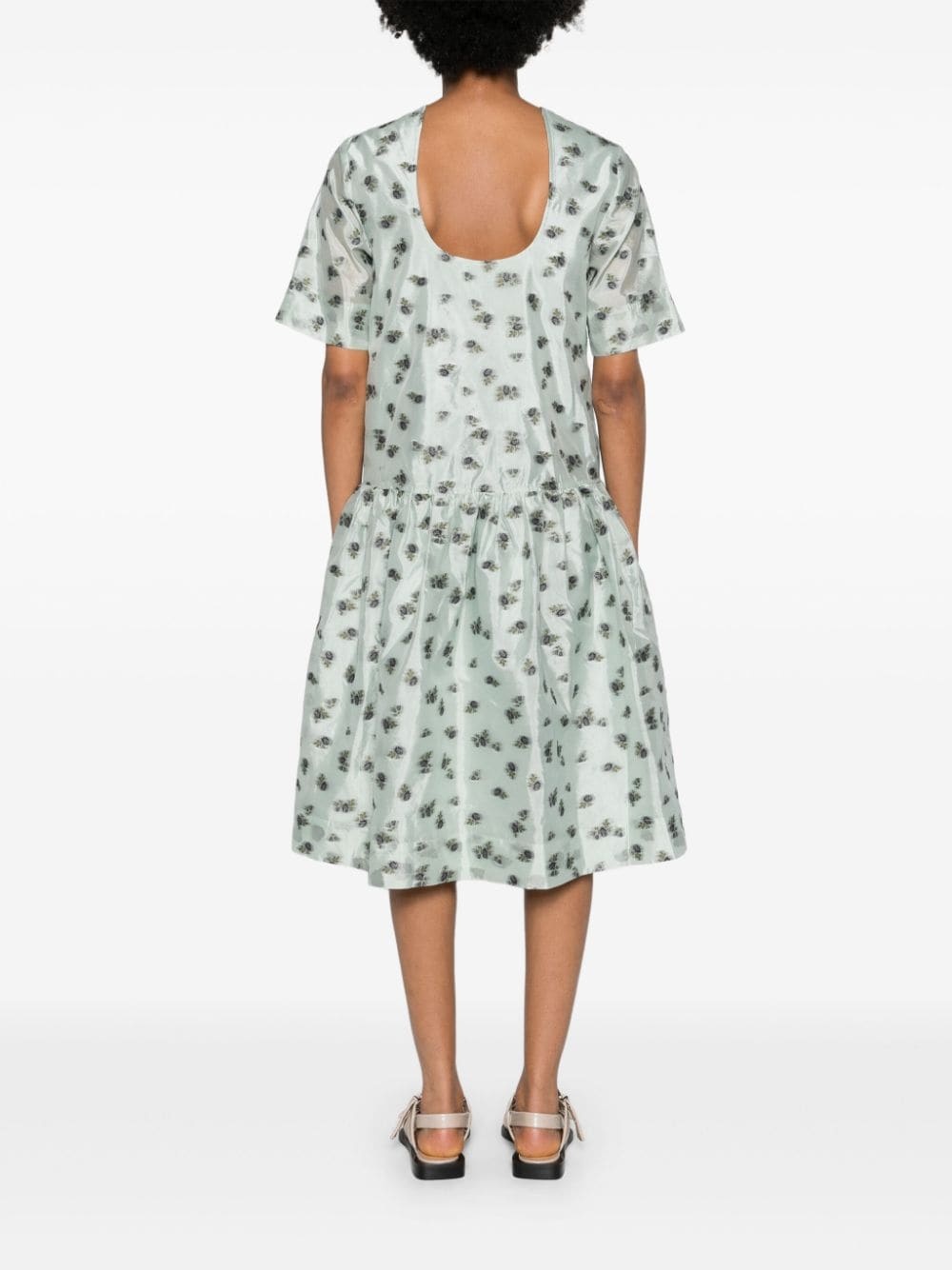 floral-jacquard organza midi dress - 4