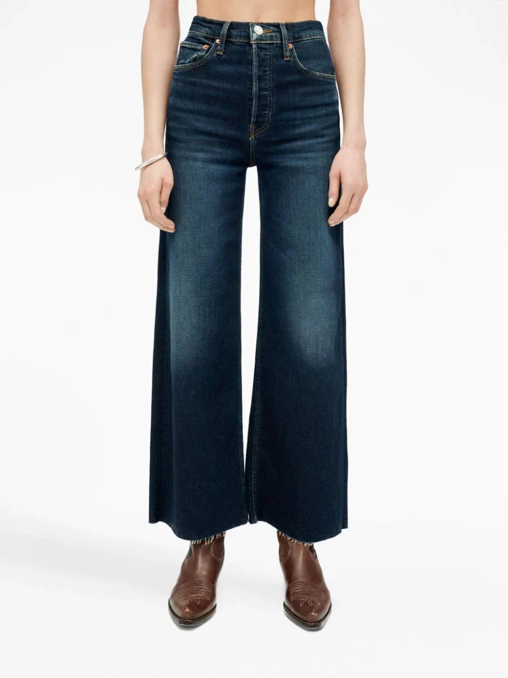 High Rise Wide Leg Cropped Jeans - 3