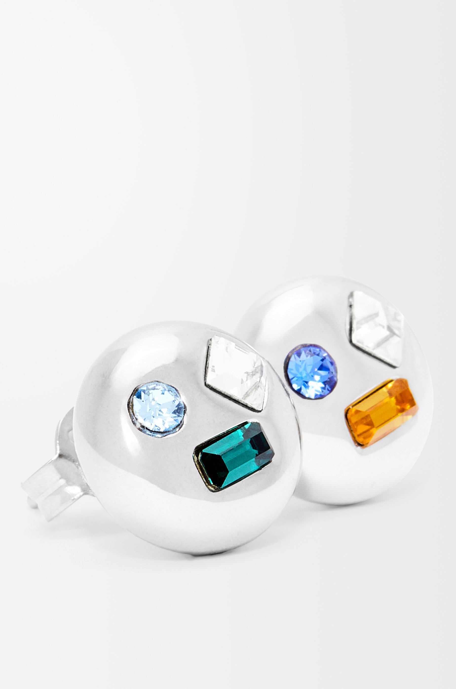 Anagram Pebble earrings in sterling silver and crystals - 2