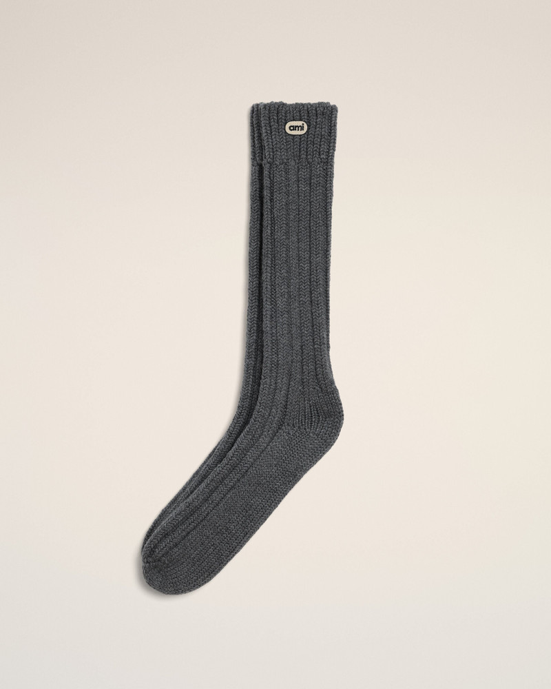 GREY WOOL SOCKS WITH AMI PATCH 1