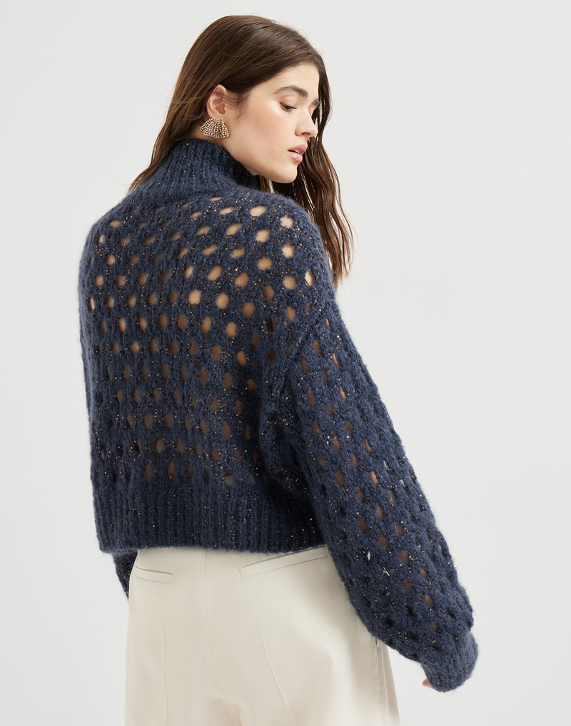 Brunello Cucinelli Wispy mohair and wool dazzling net turtleneck sweater outlook
