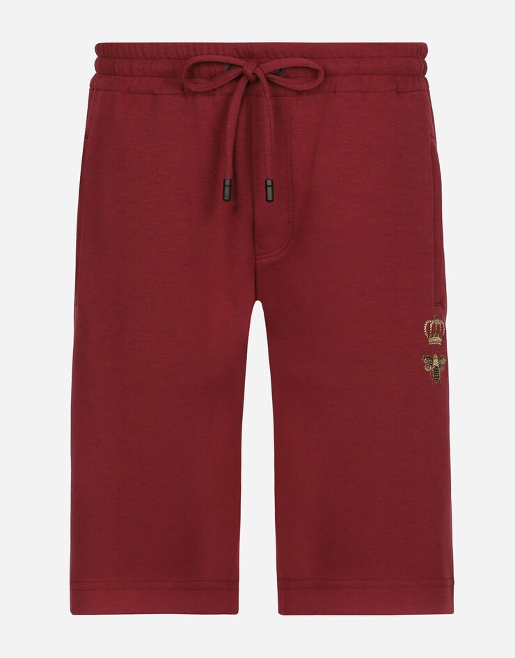 Jersey jogging shorts with embroidery - 1