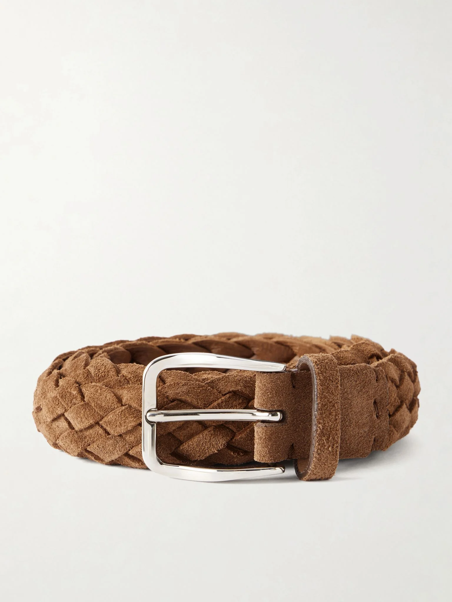 2cm Woven Suede Belt Tan - 1