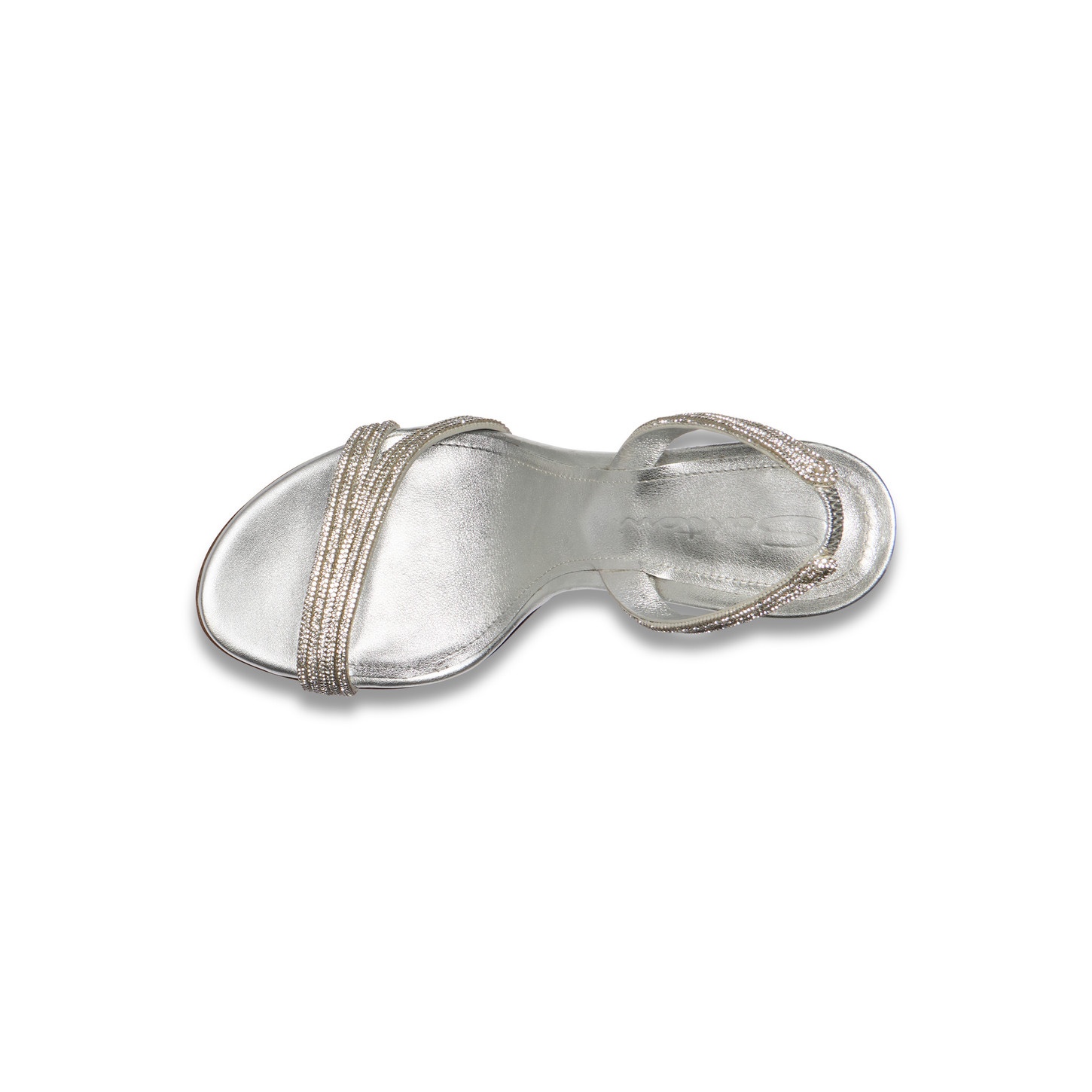 Women's silver laminated leather and crystals high-heel sandal - 5