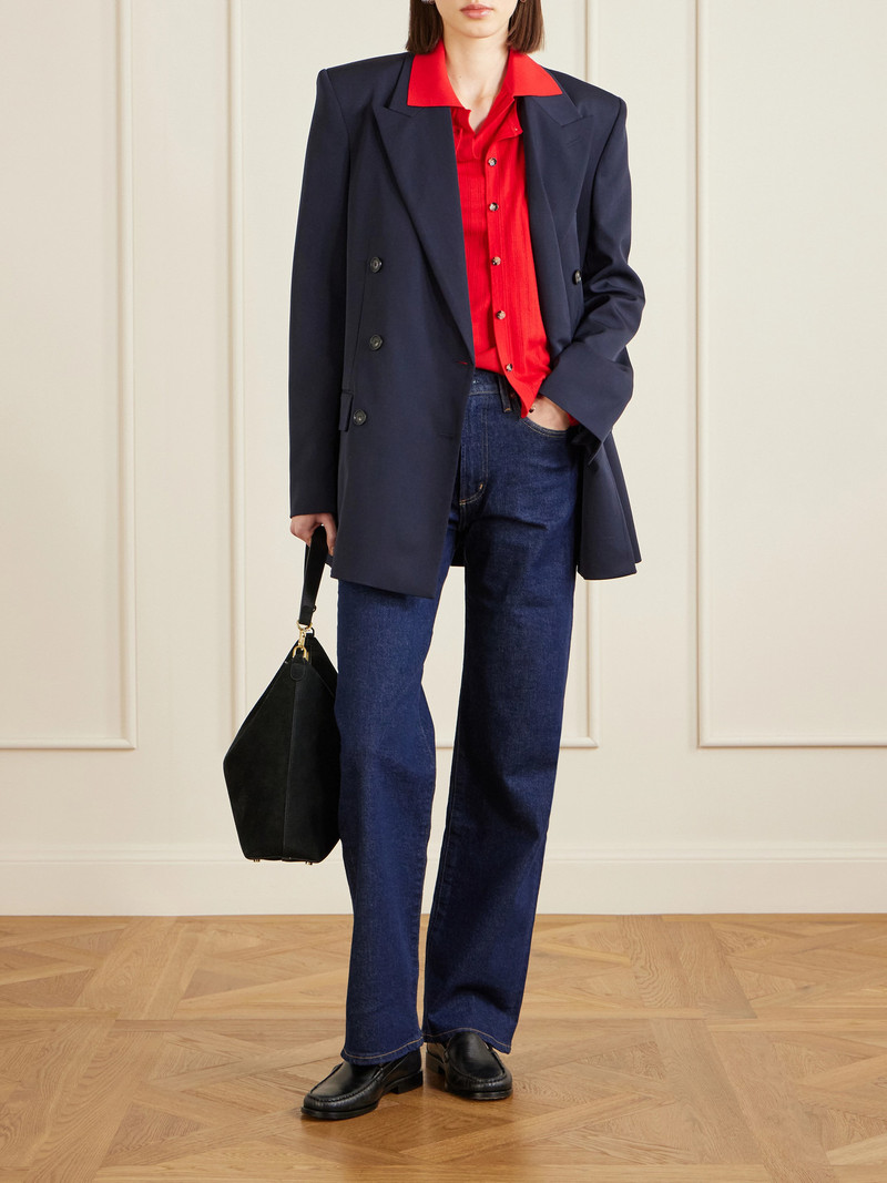 Allude Pointelle-knit Wool Polo Top outlook