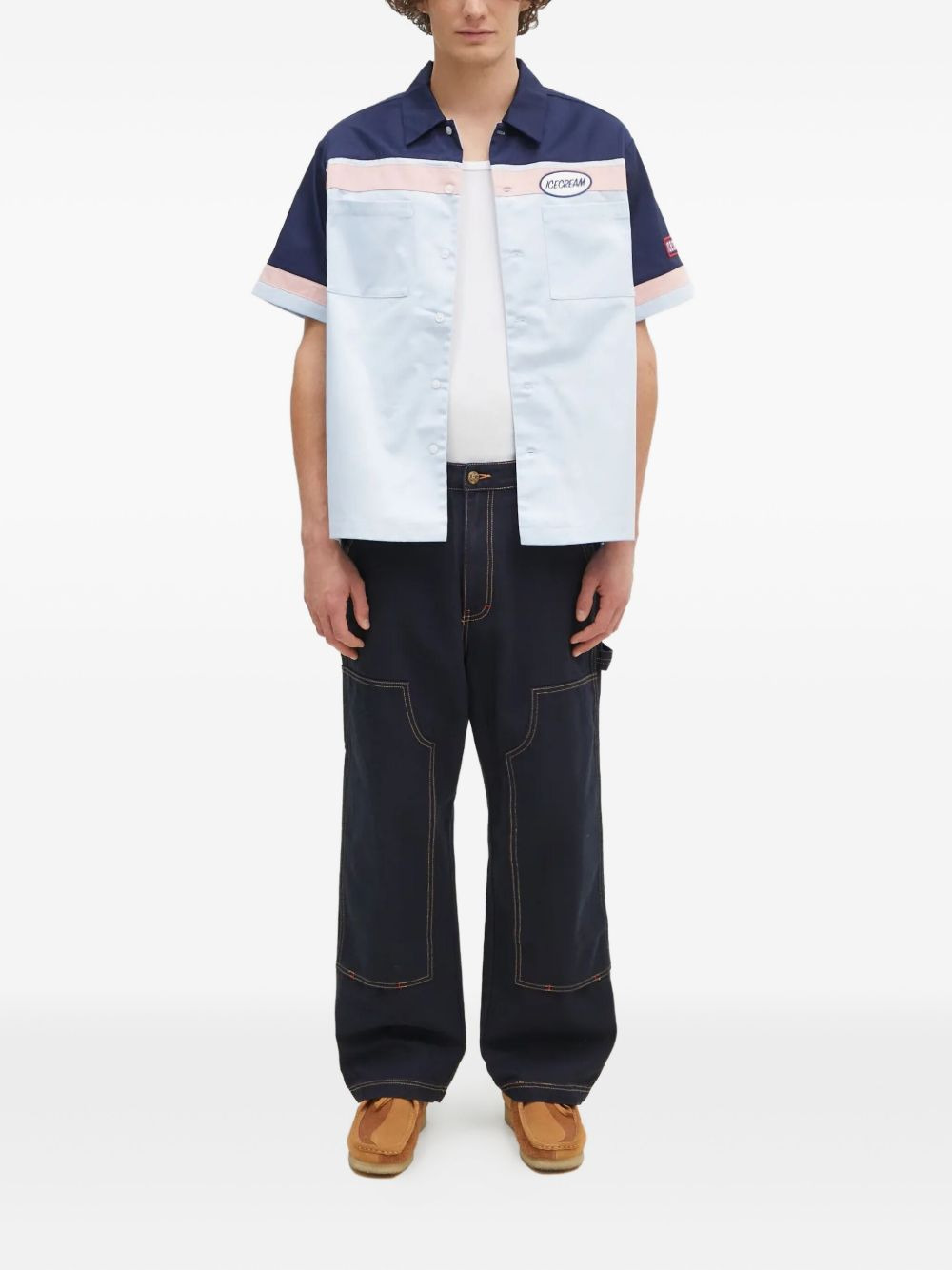 contrast-stitch carpenter jeans - 2