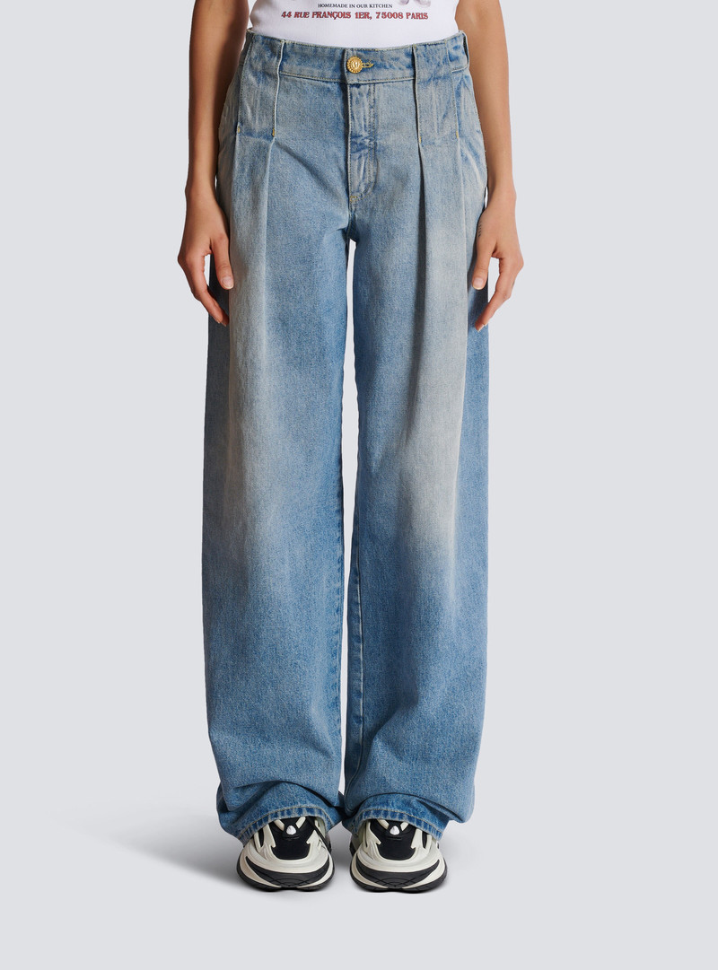 Pleated denim jeans 5