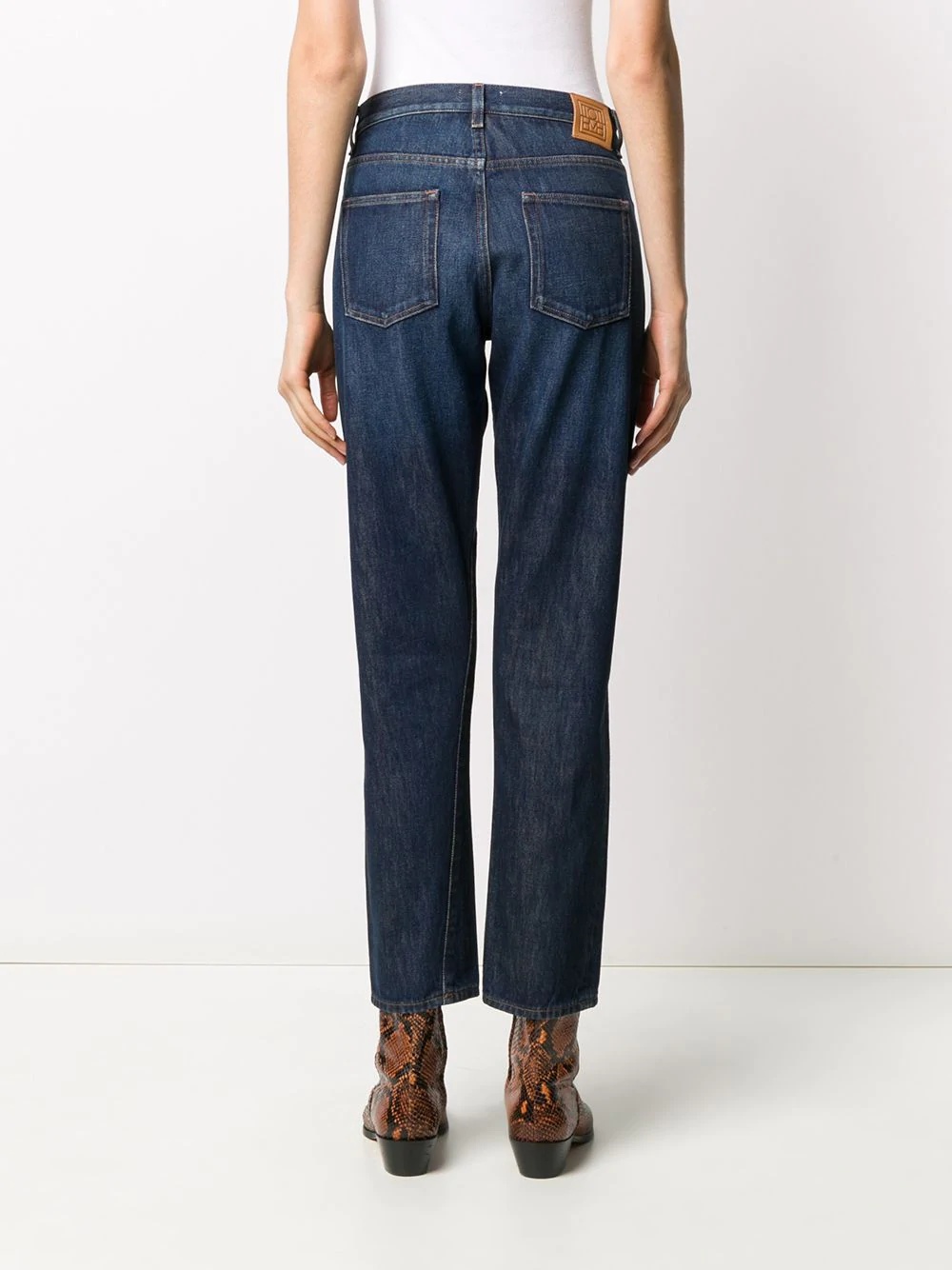 cropped dark wash jeans - 4