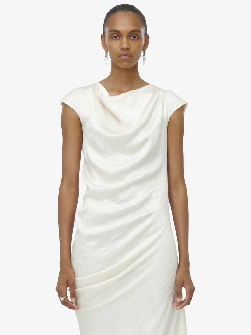 Asymmetric Draped Dress - 5