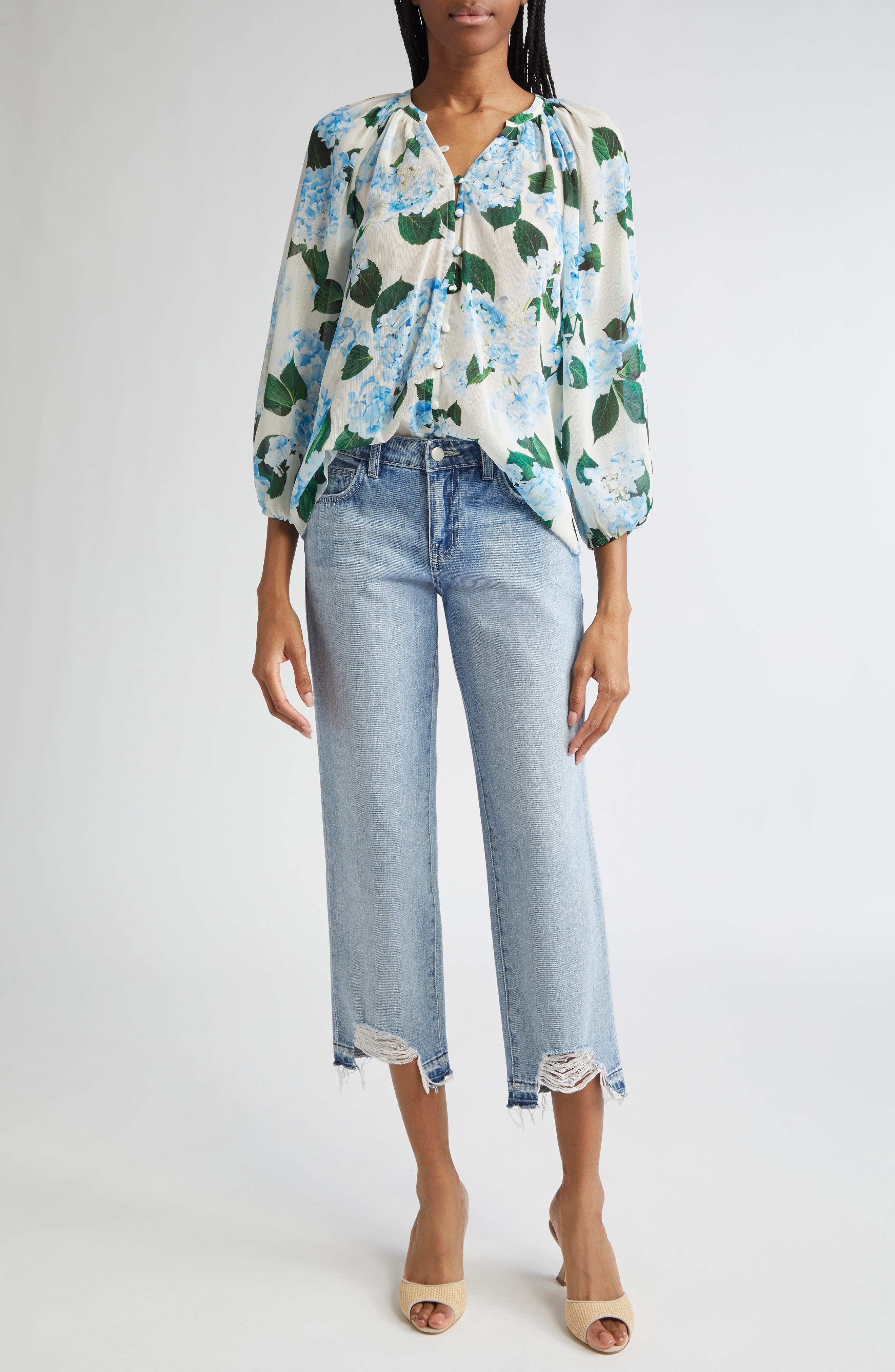 L'AGENCE Blaine Low Rise Release Hem Crop Stovepipe Jeans in Albee at Nordstrom - 2