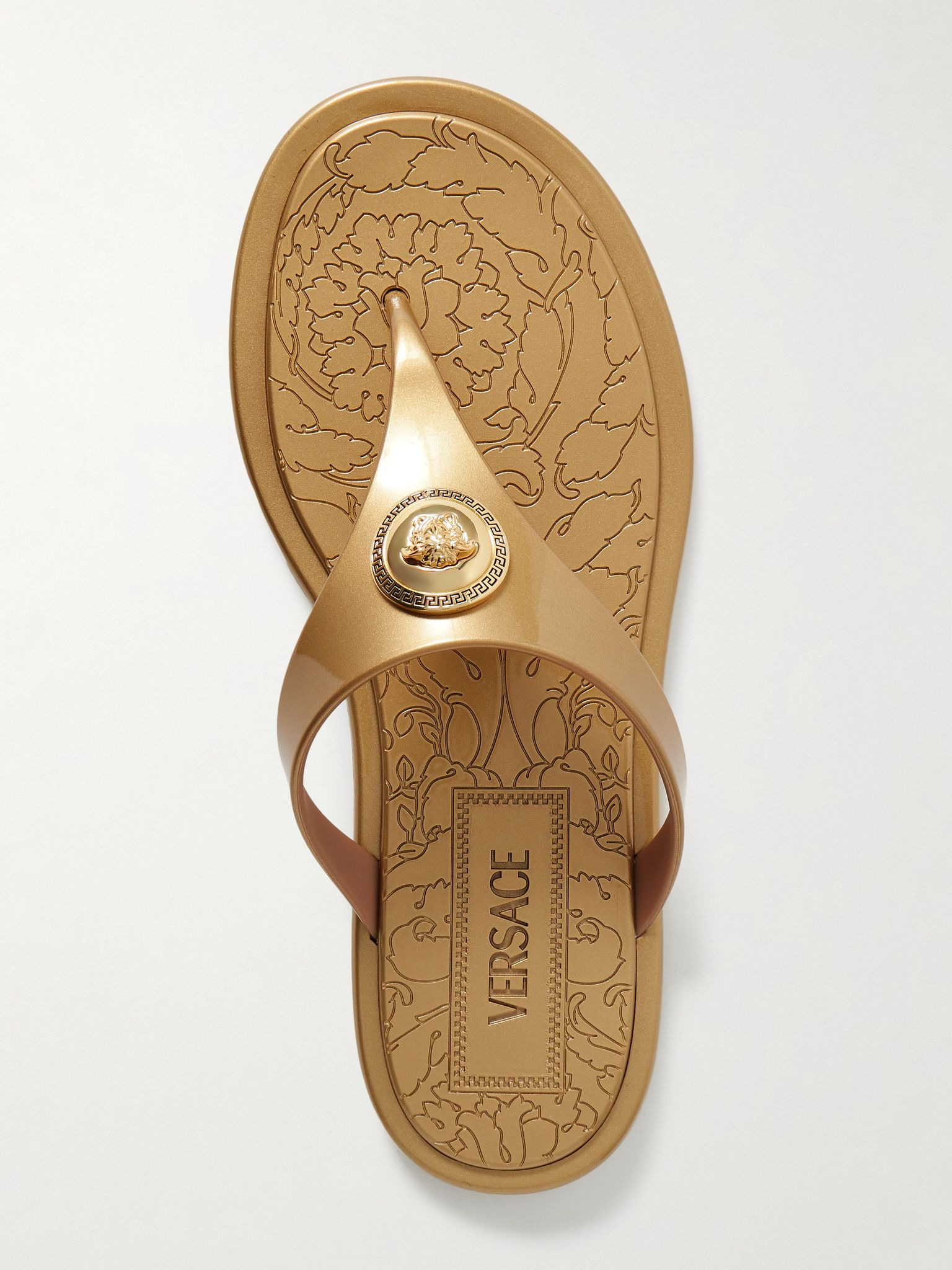 Alia embellished metallic rubber flip flops Gold - 5