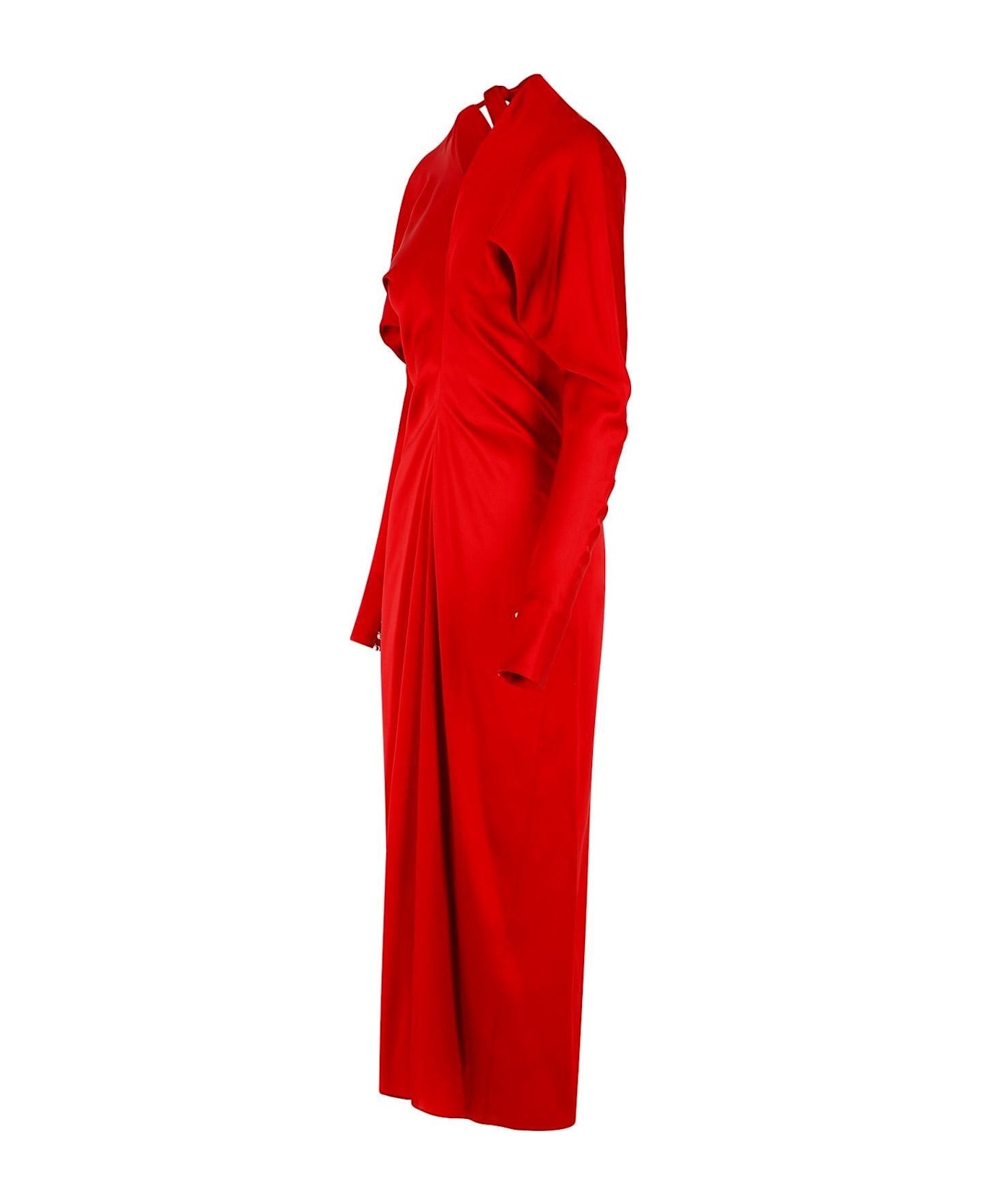 Draped V-neck Dress - 3