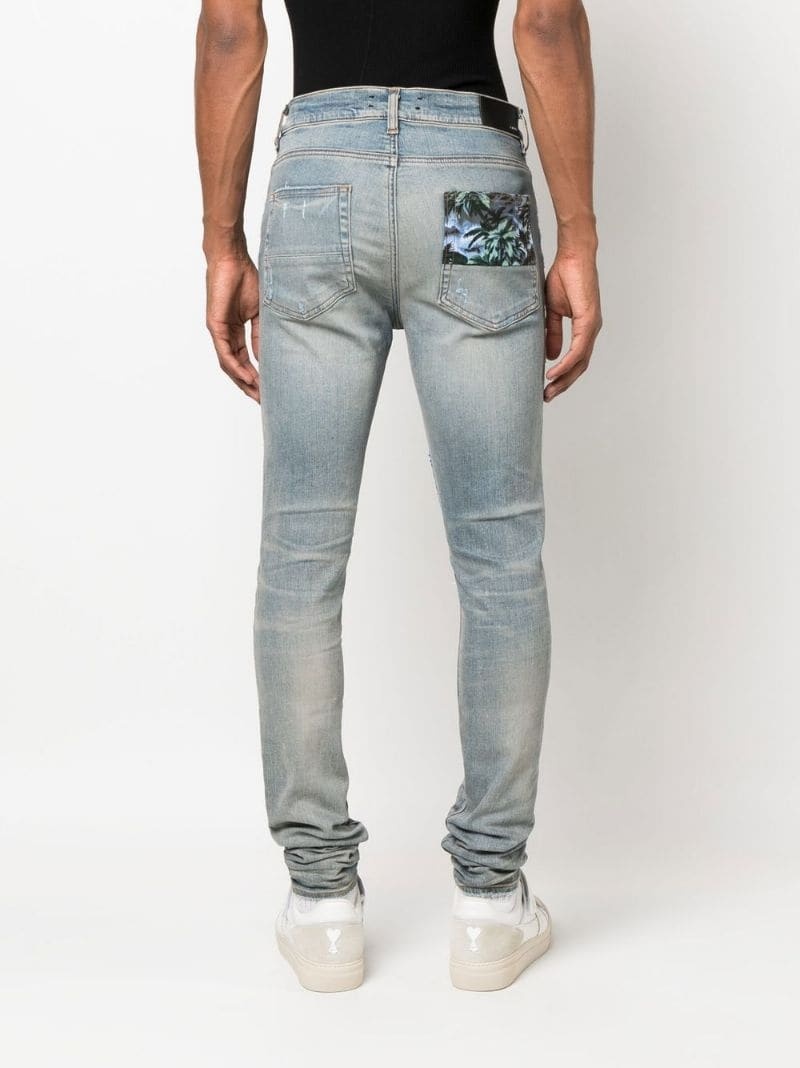 distressed-effect star patch skinny jeans - 4