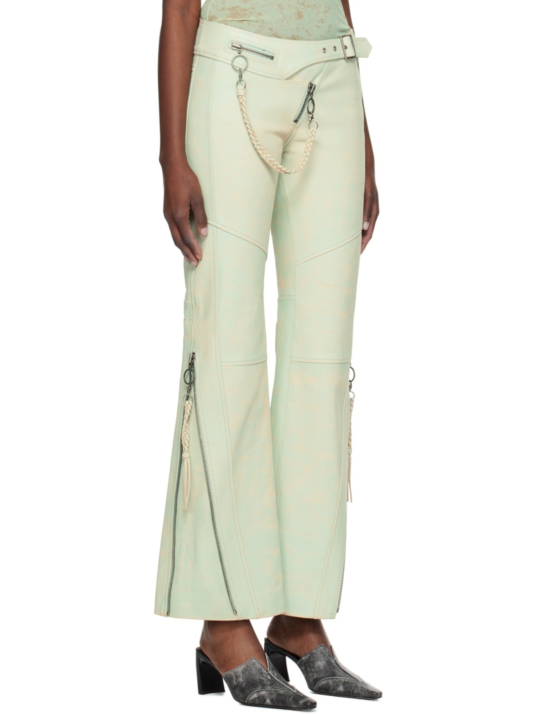 Blue Nihil Leather Pants - 2