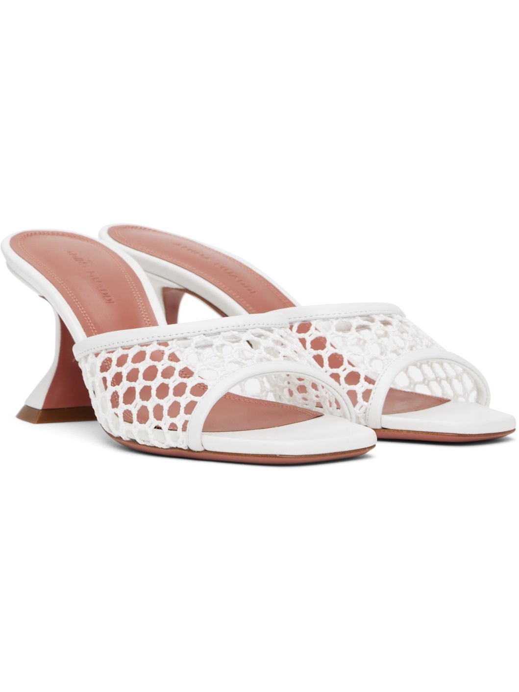 White Lupita Net 70 Heeled Sandals - 4