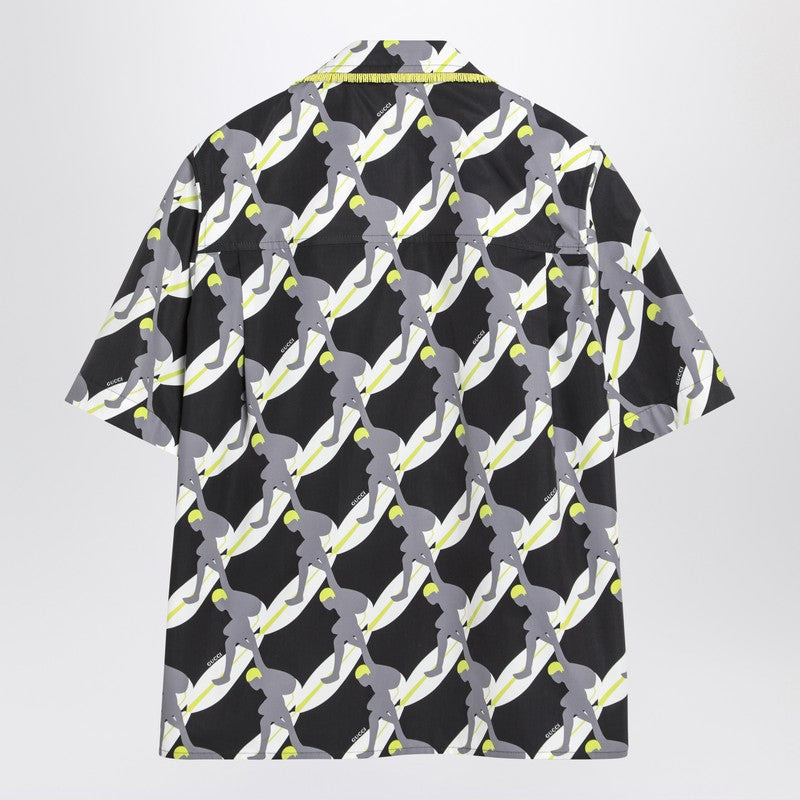 Gucci Black/Grey/White Cotton Print Shirt Men - 2