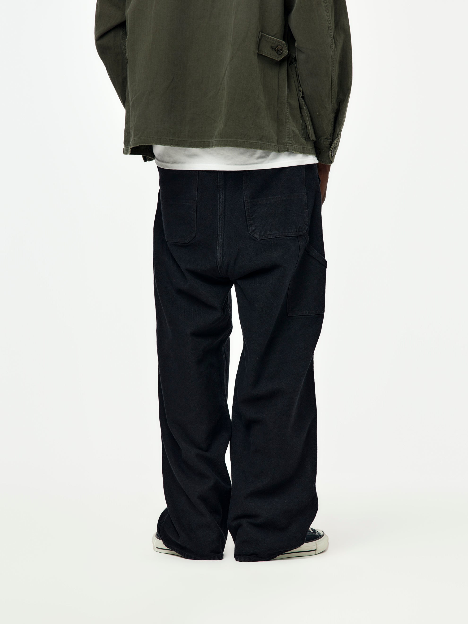 VINTAGE SILK HEMP DOUBLE KNEE PANTS (BLACK) - 4