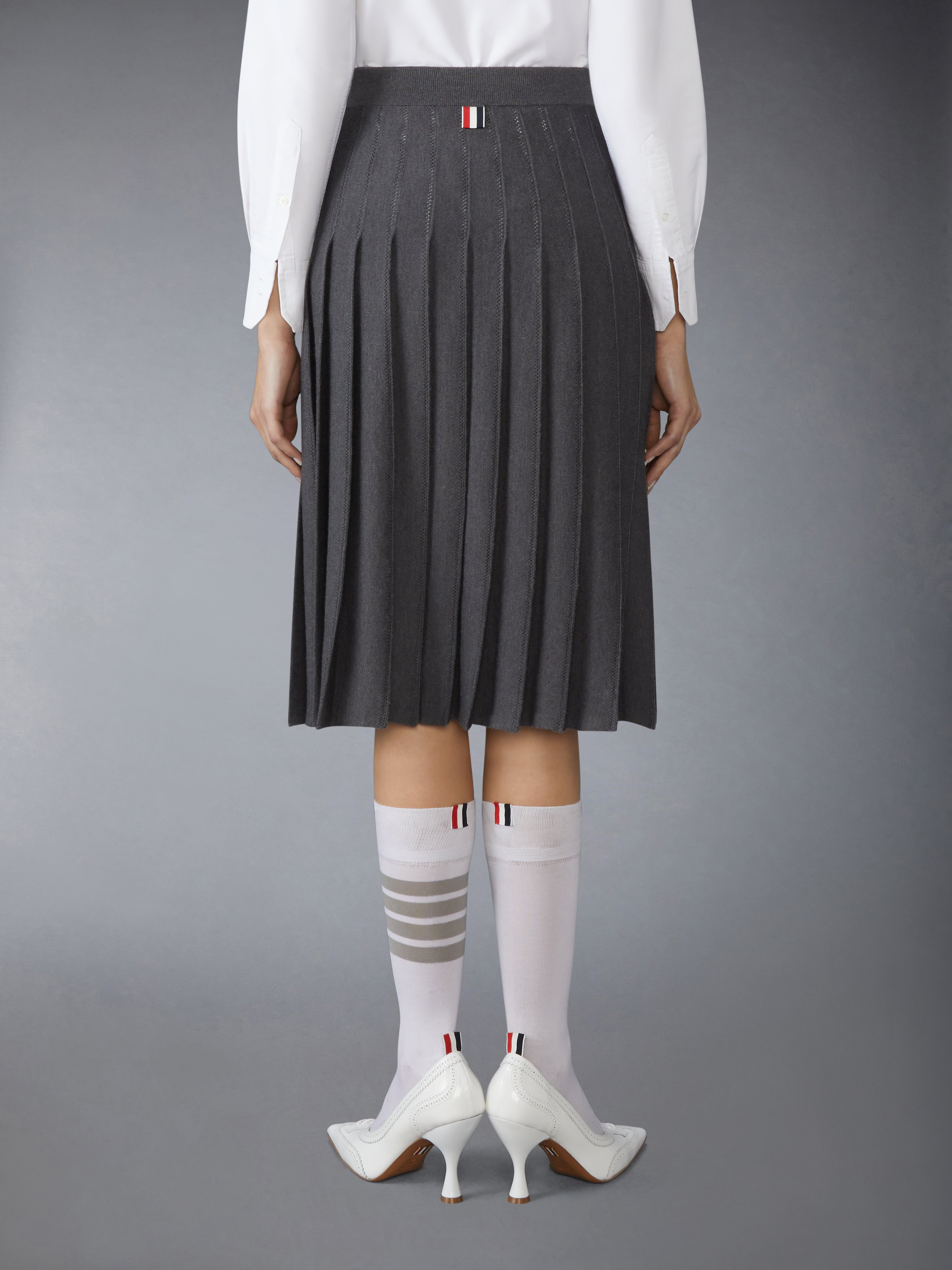 WOOL SILK POINTELLE PLEATED SKIRT - 4