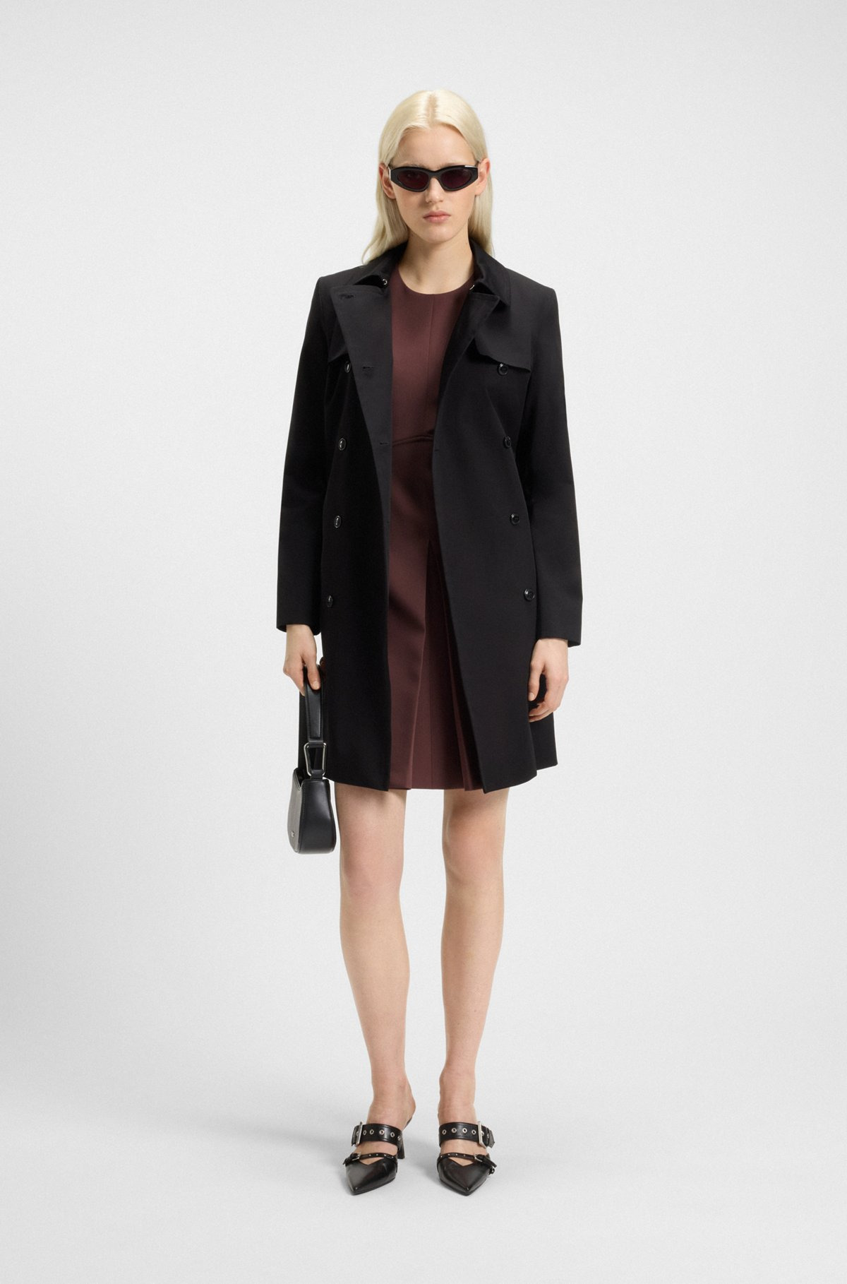 SHORT-SLEEVED DRESS WITH PLEAT FRONT - 2