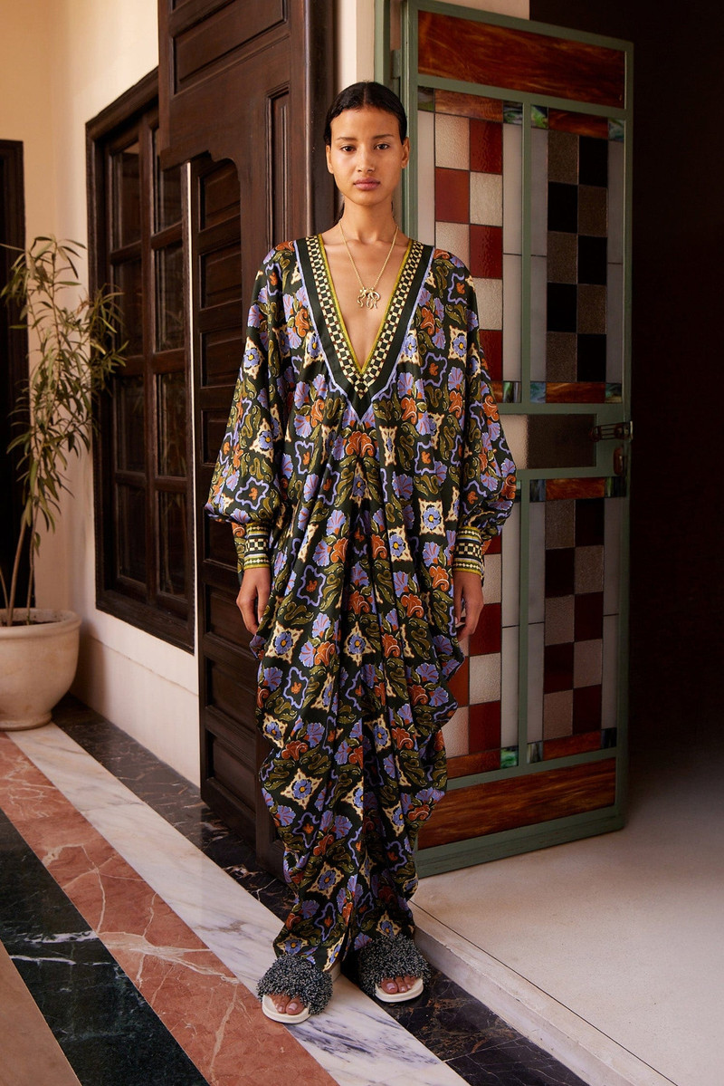 ALÉMAIS Cece V Neck Silk Midi Dress outlook