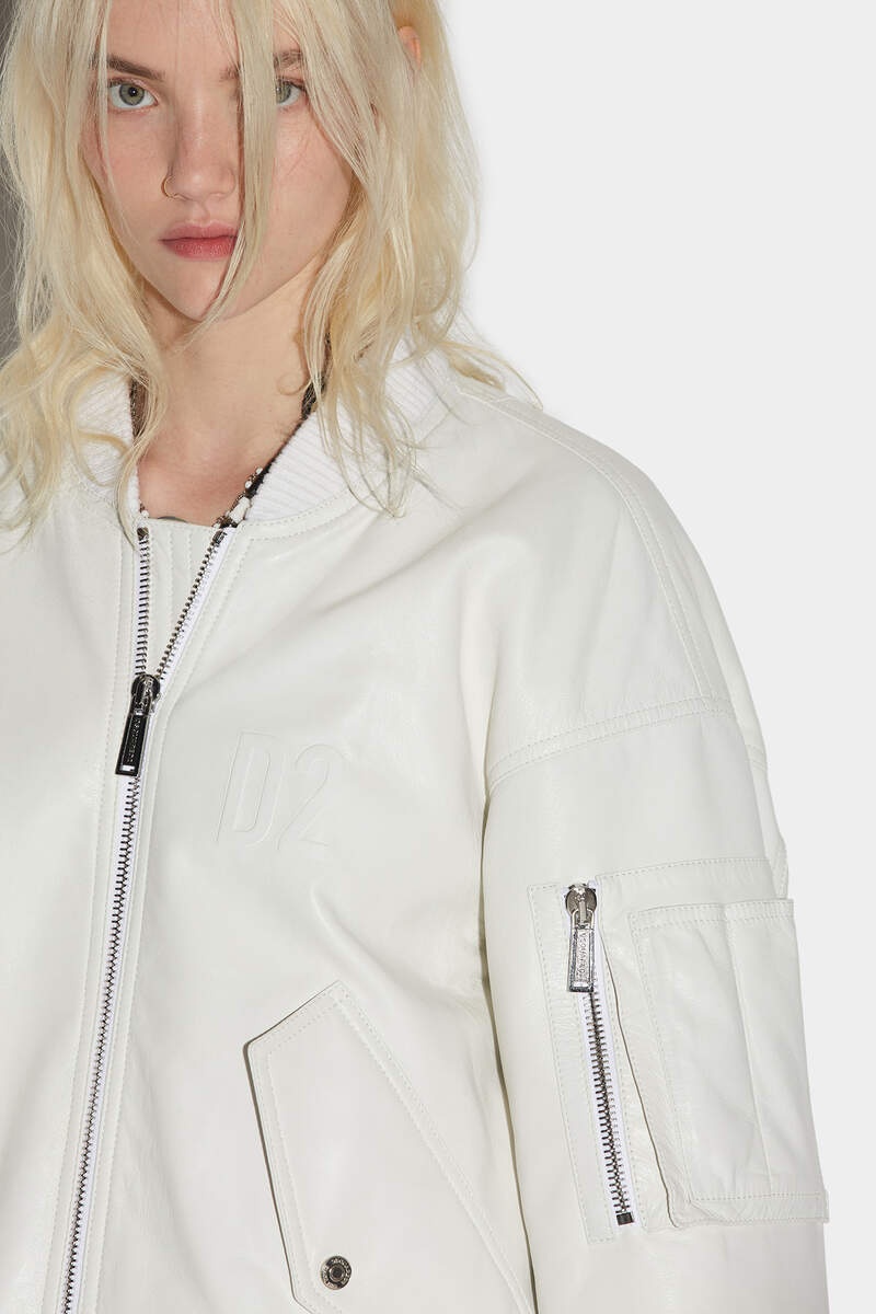 LEATHER OVER BOMBER JACKET - 4