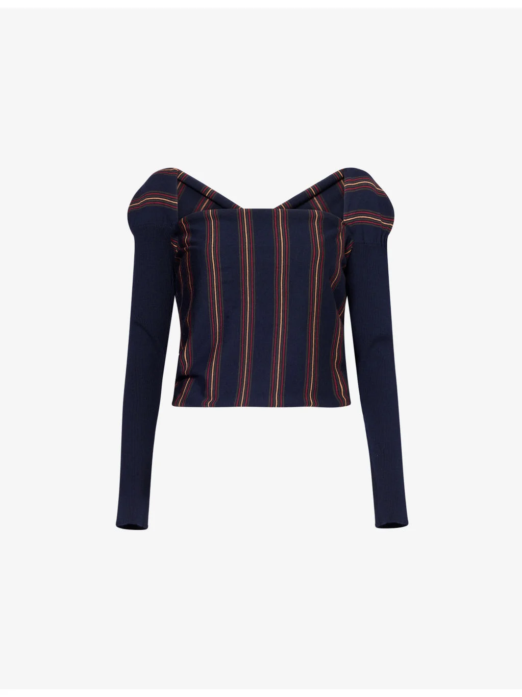 Striped Cropped Wool Top - 1