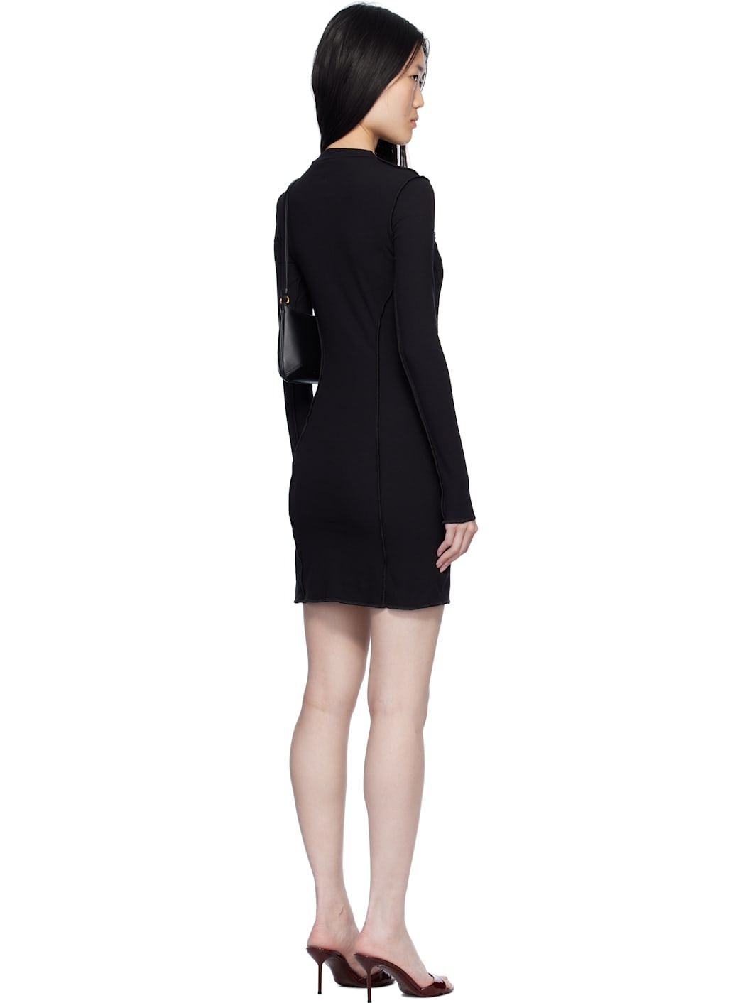 Black Logo Rib Minidress - 3