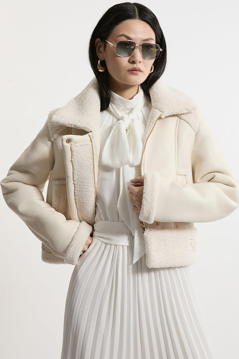 Faux Fur Aviator Crop Jacket 1