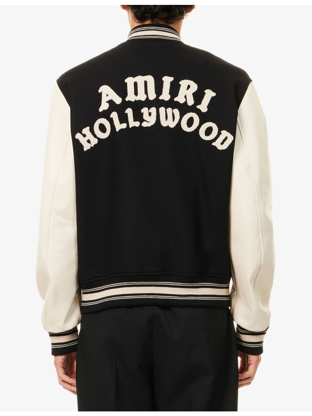Hollywood Embroidered-Text Wool-Leather Blend Bomber Jacket - 4