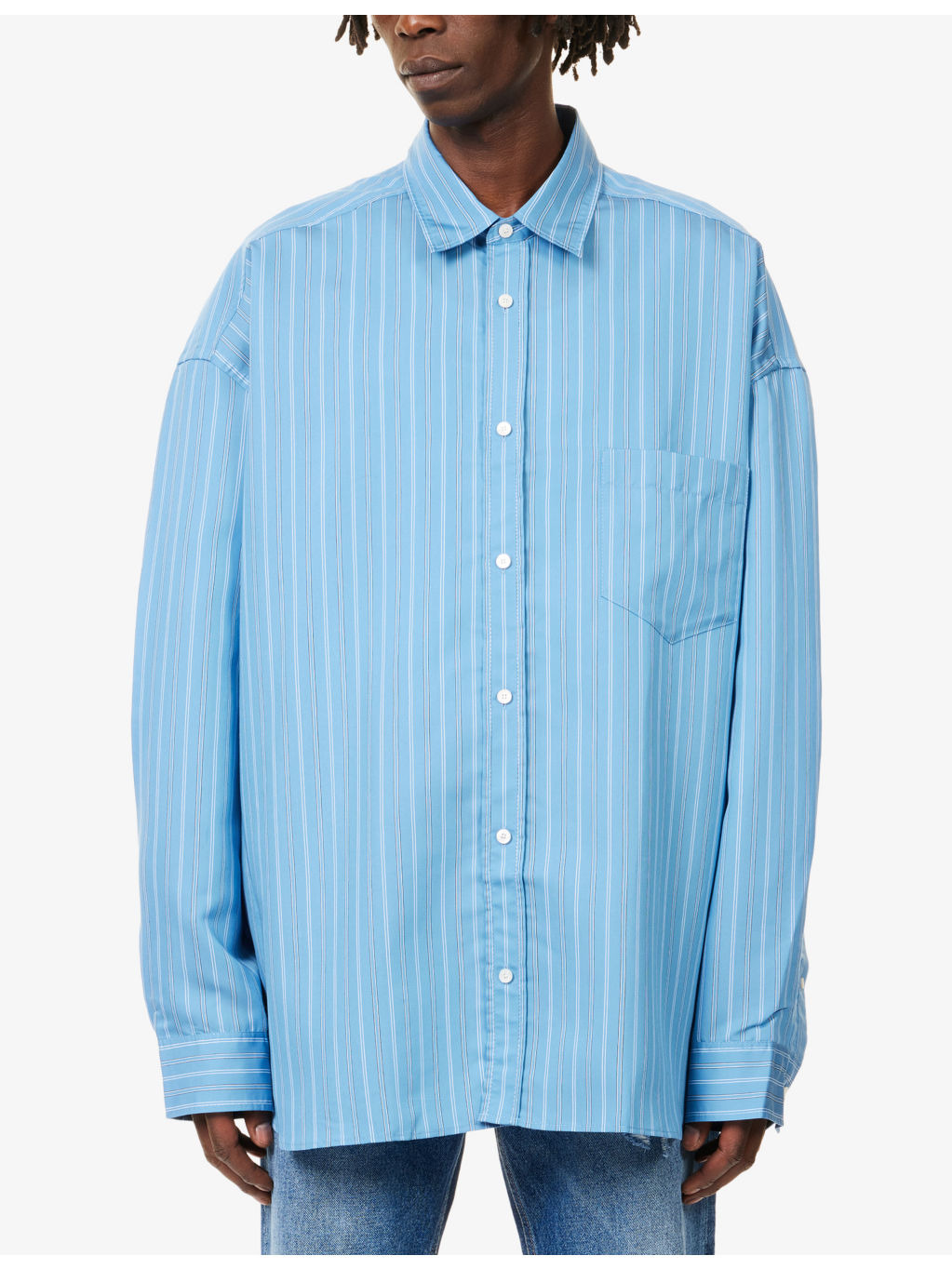 Oversized Pinstripe Woven Shirt - 3