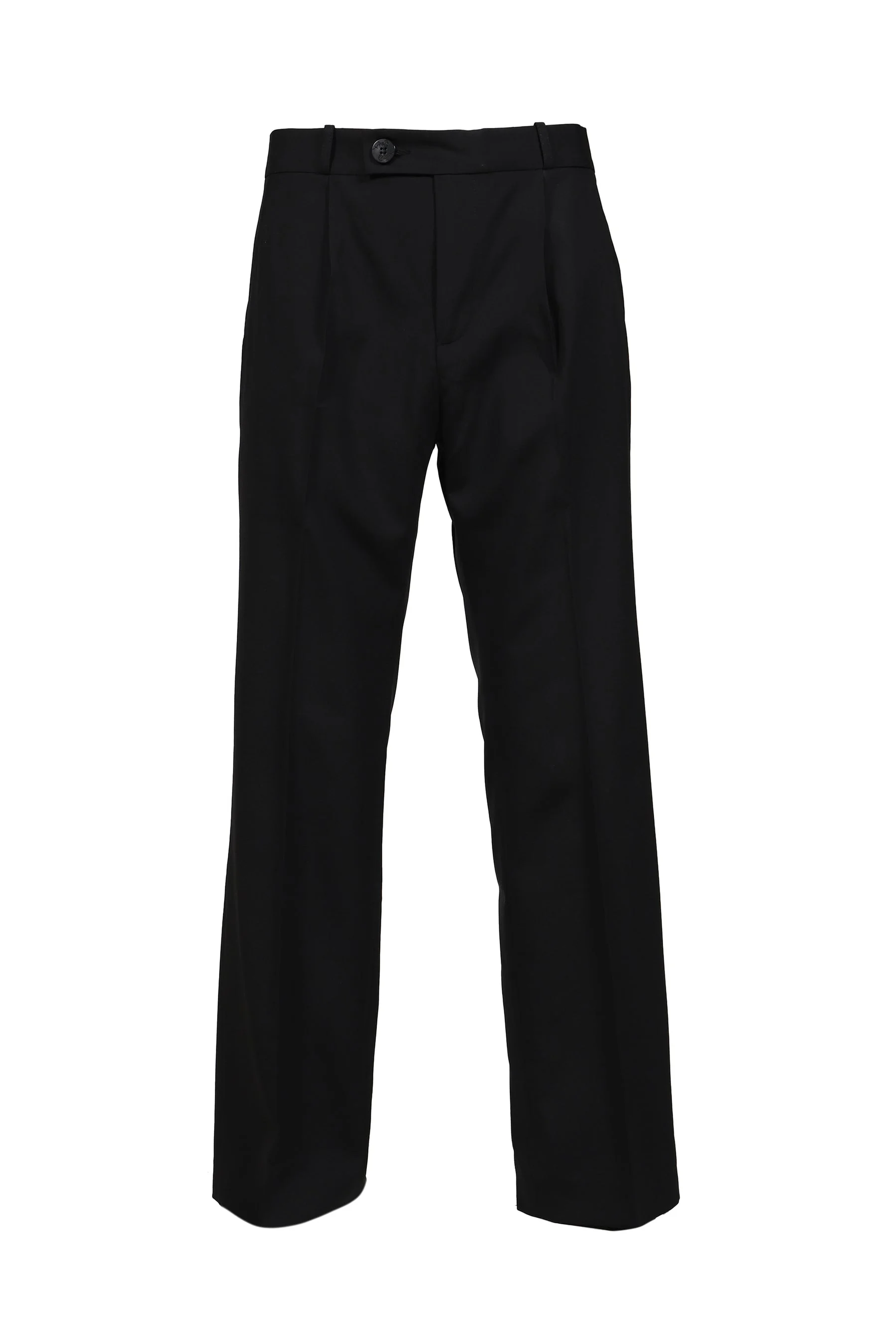 PLEATED STRAIGHT FIT TROUSERS / BLK - 1