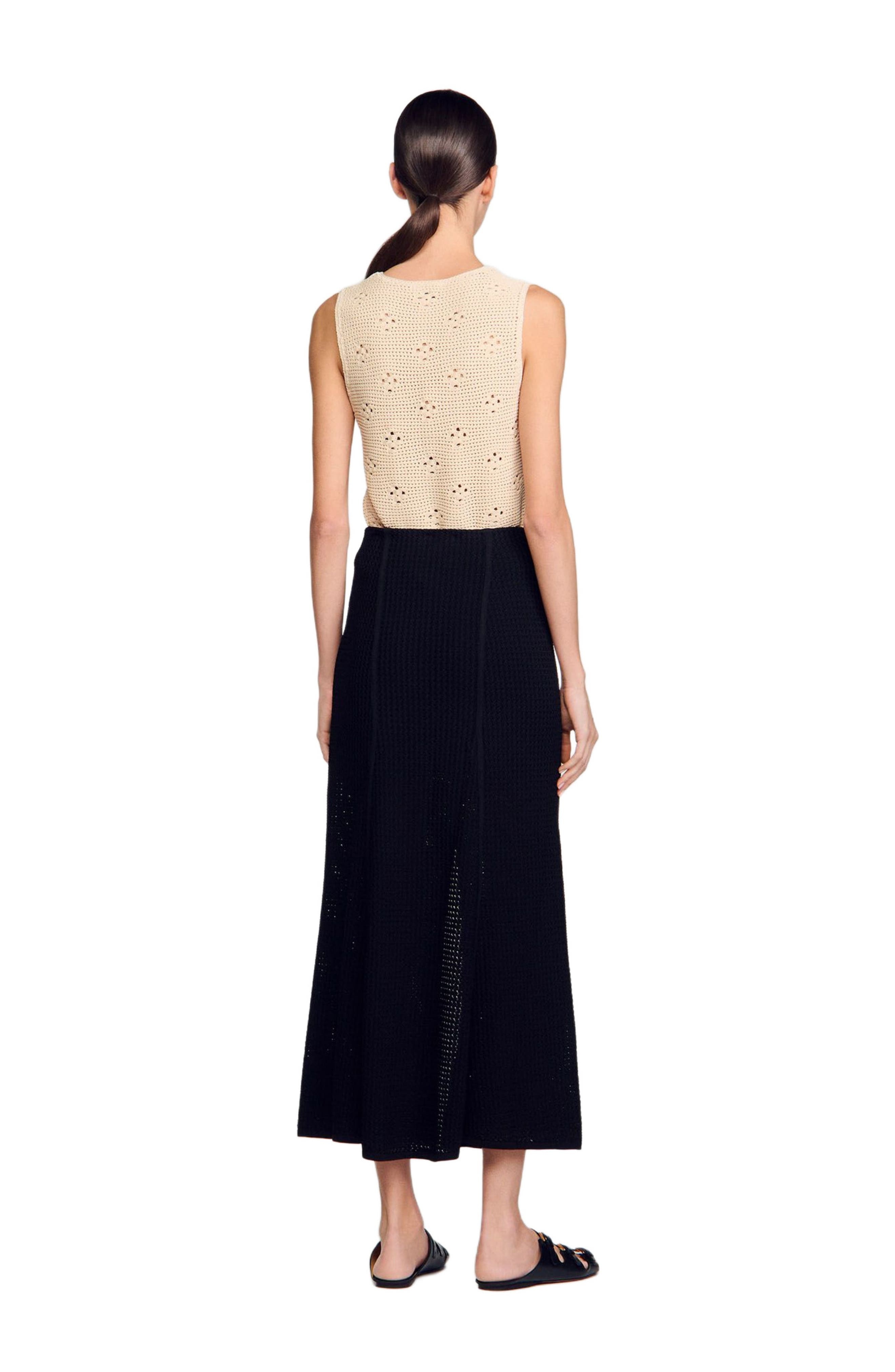 SANDRO Long decorative knit skirt in Black at Nordstrom - 2