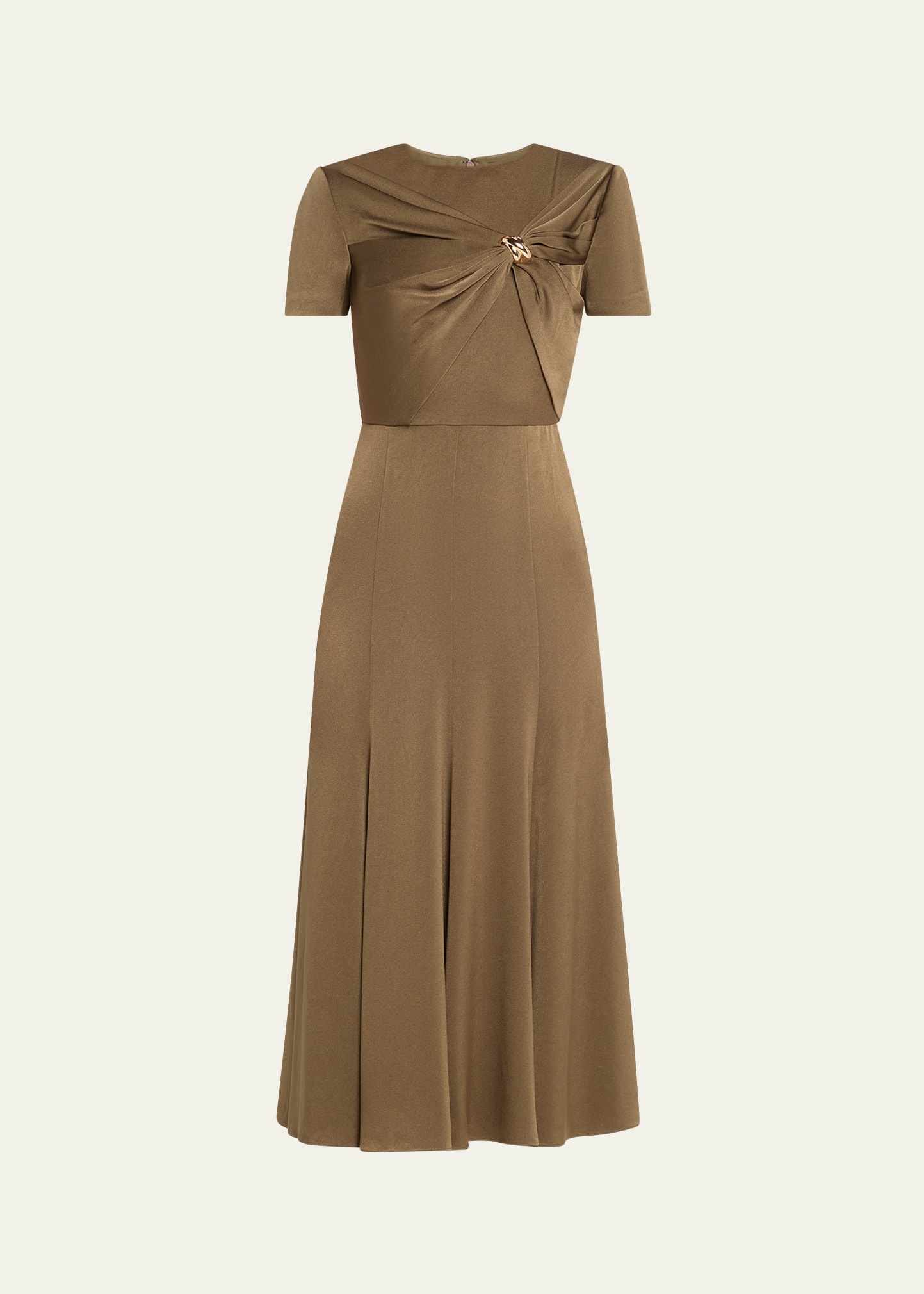 Draped Satin Crepe Midi Dress - 1