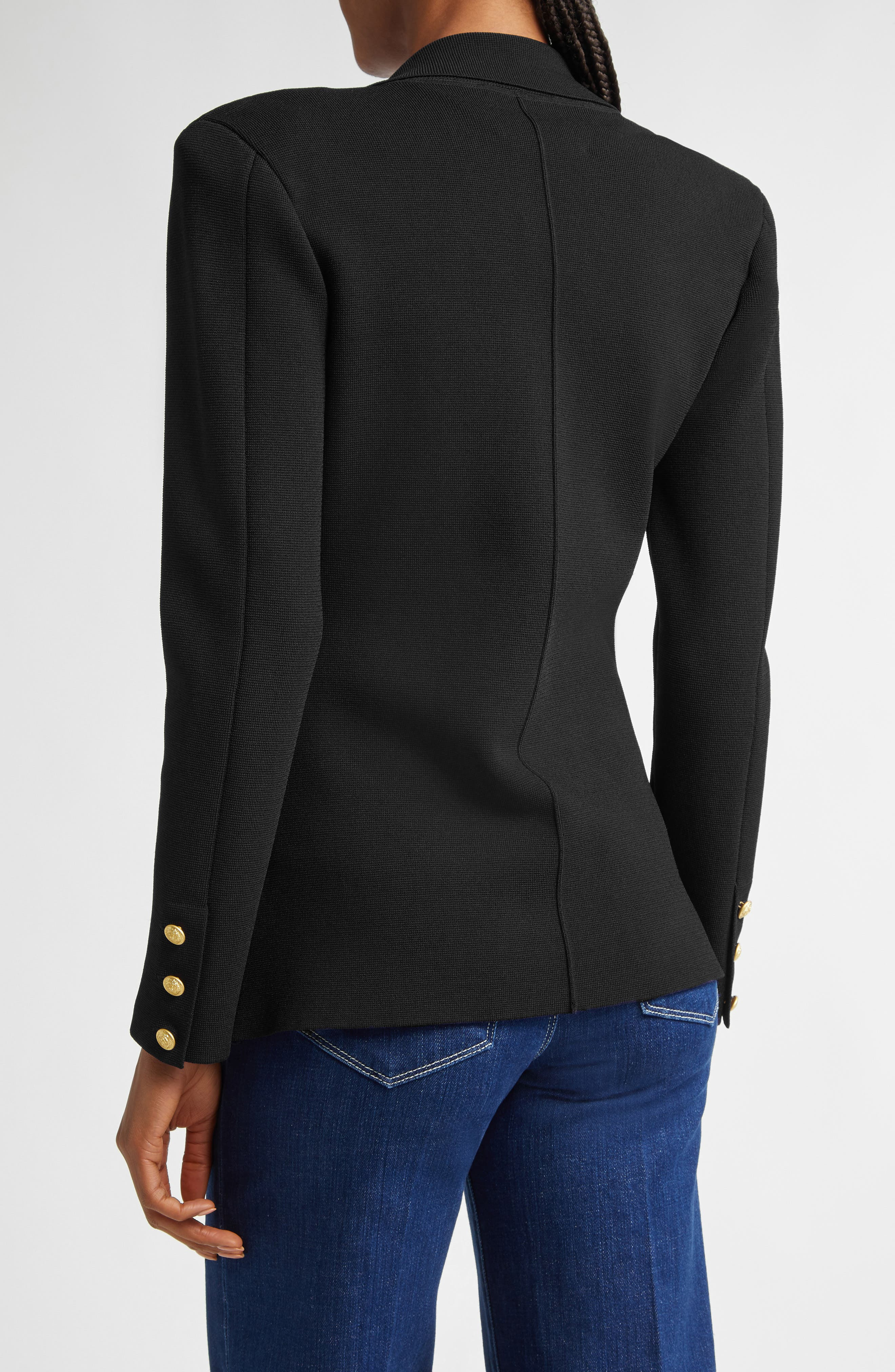 L'AGENCE Chamberlain Knit Blazer in Black/Gold at Nordstrom - 3