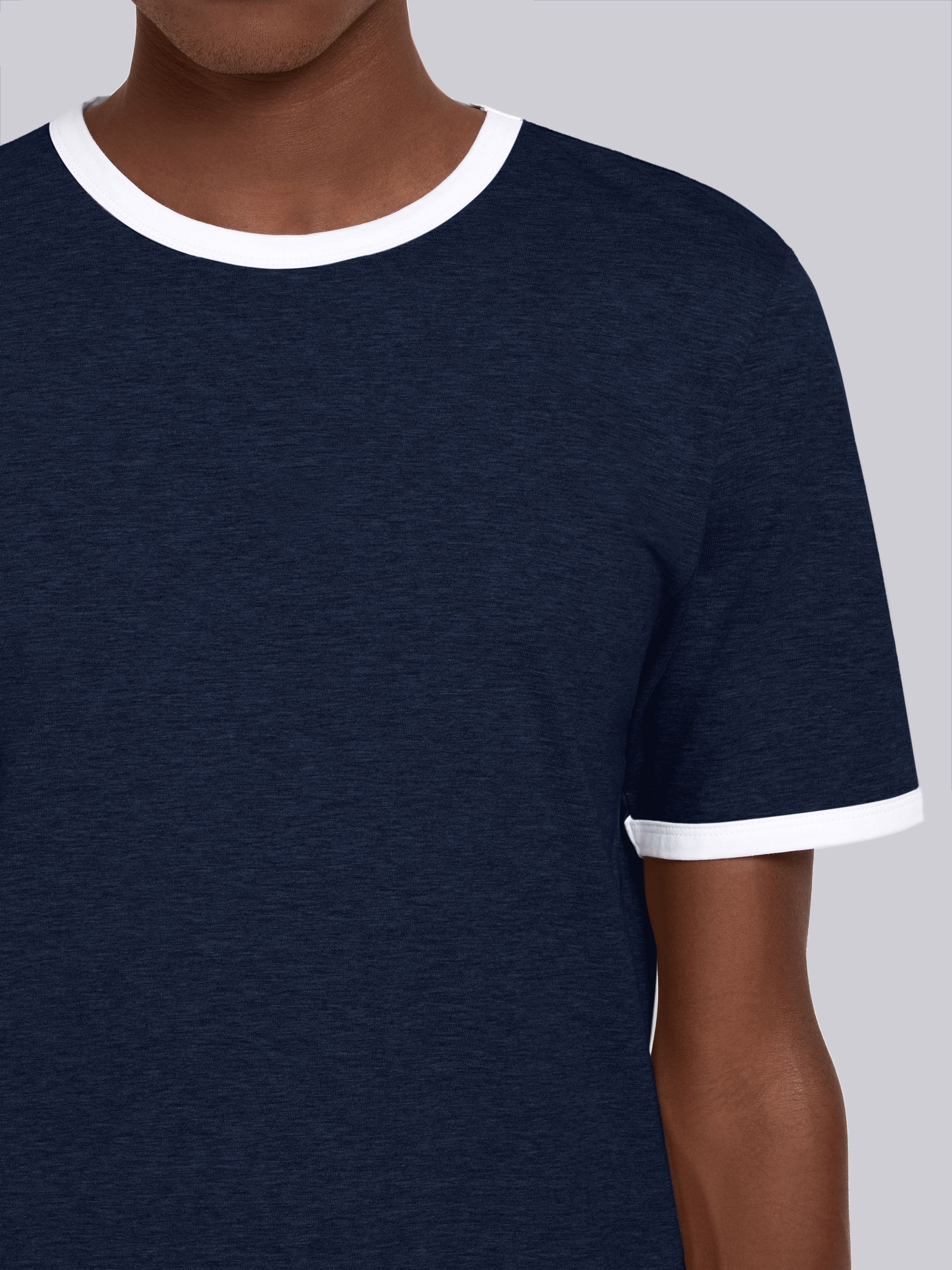 Navy Cotton Contrast Trim Tee - 5