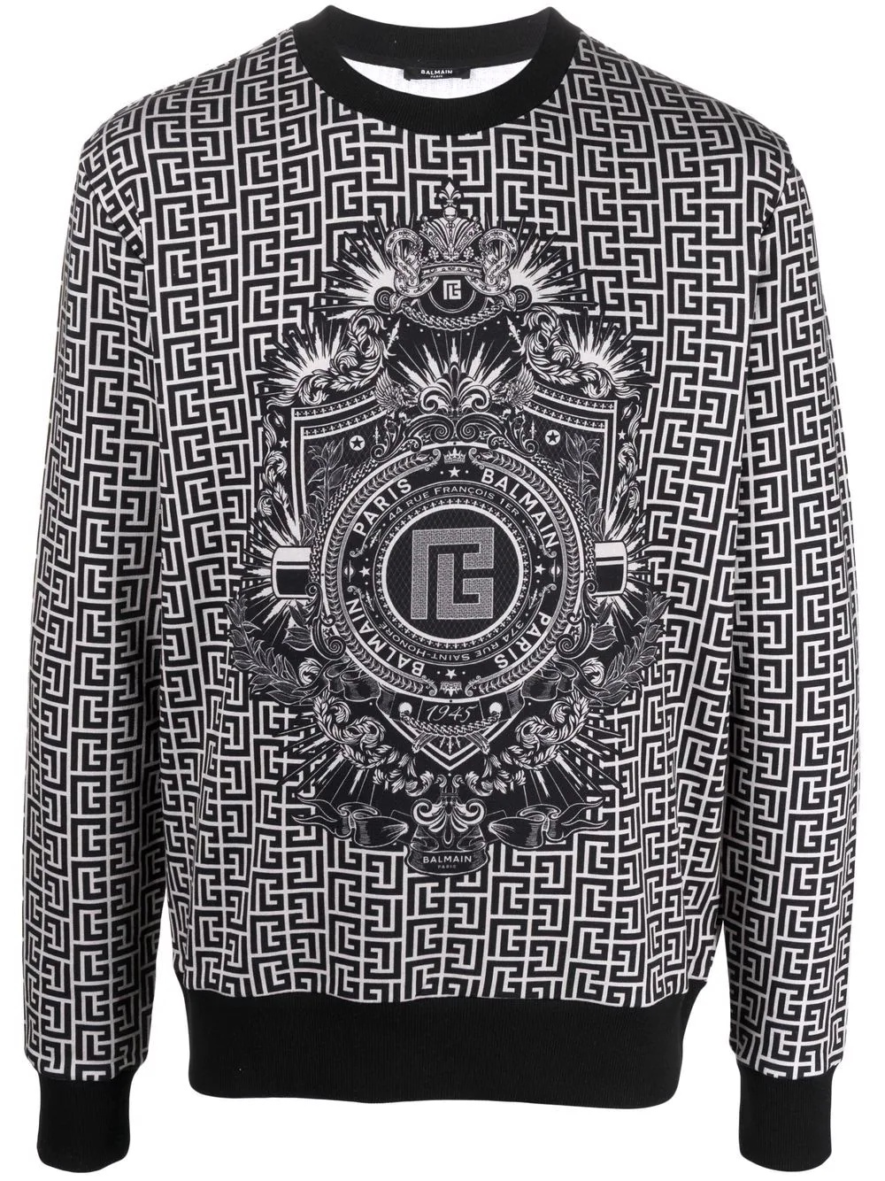 monogram-print cotton sweatshirt - 1